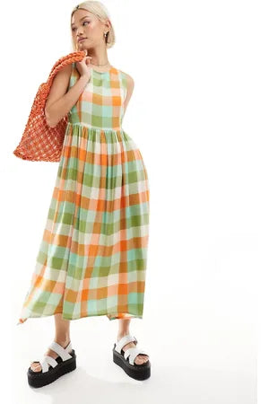 Check orange Dress