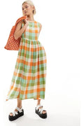 Check orange Dress