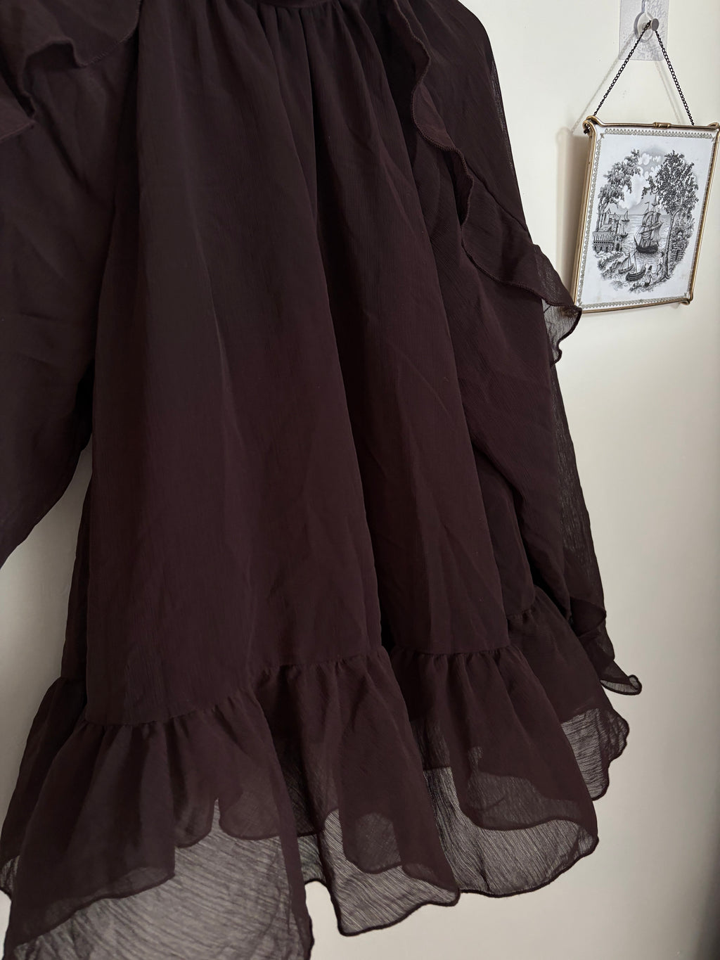SIMPLYBE BROWN RUFFLE TOP UK 14