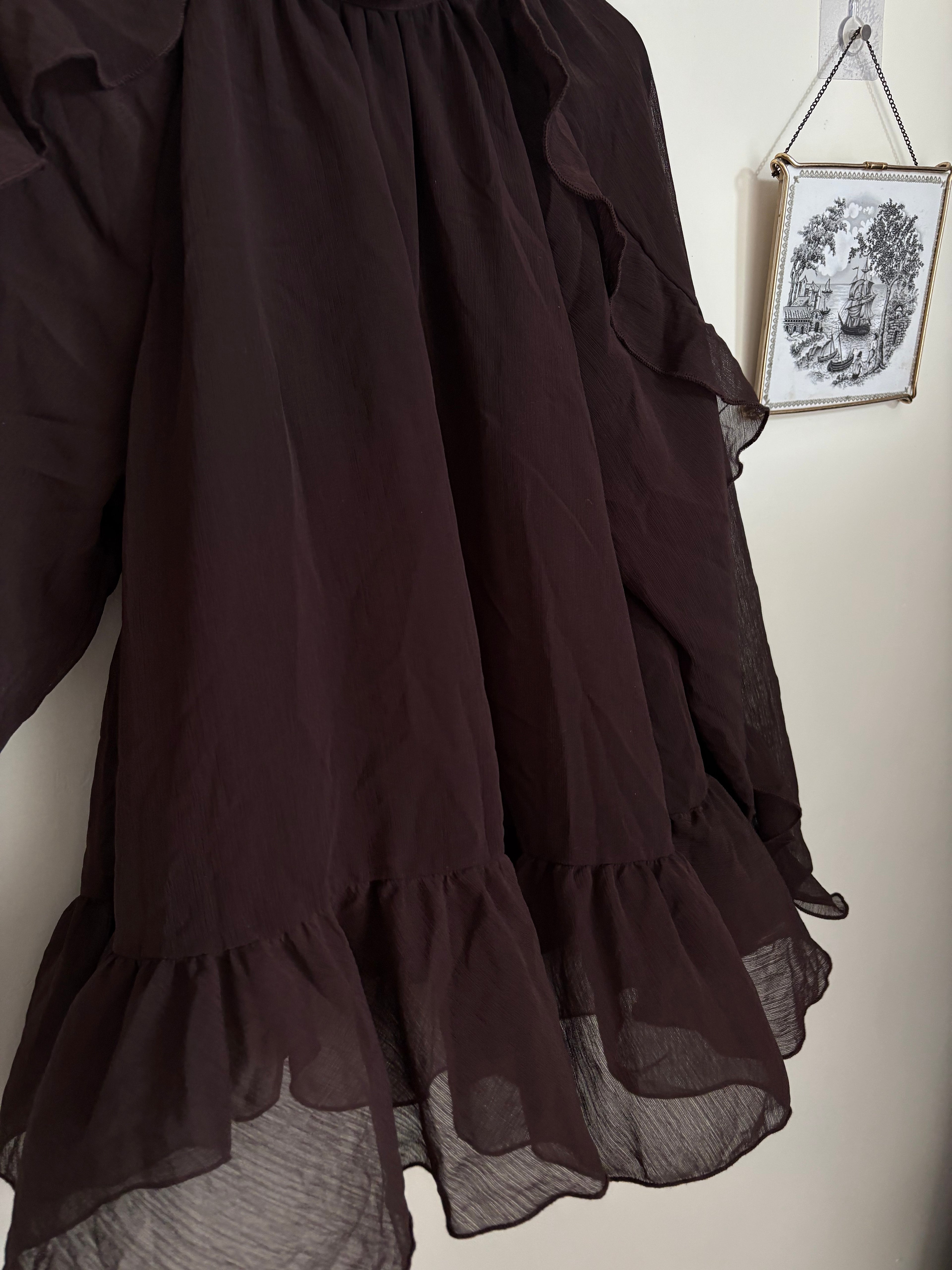 SIMPLYBE BROWN RUFFLE TOP UK 14