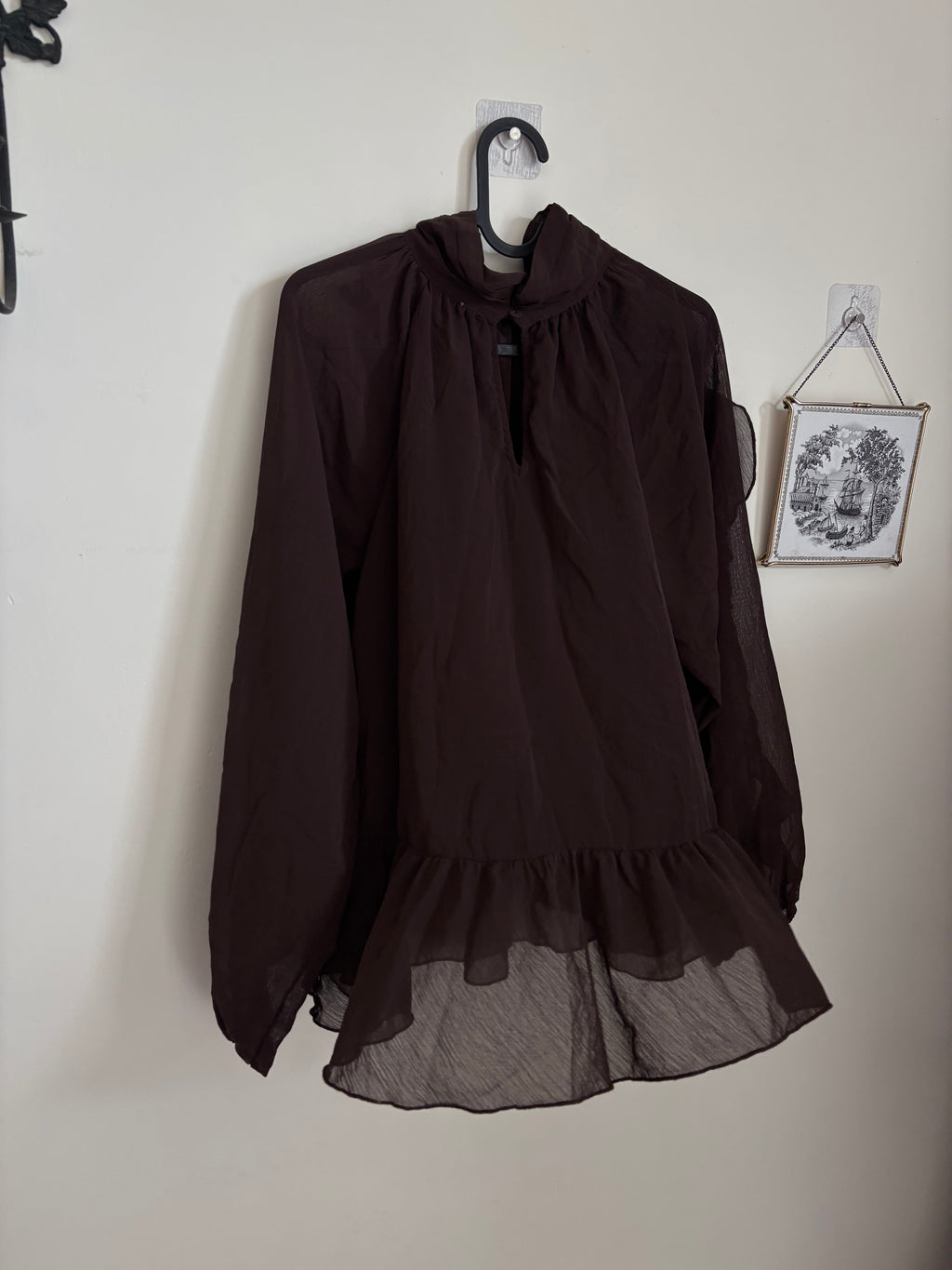 SIMPLYBE BROWN RUFFLE TOP UK 14