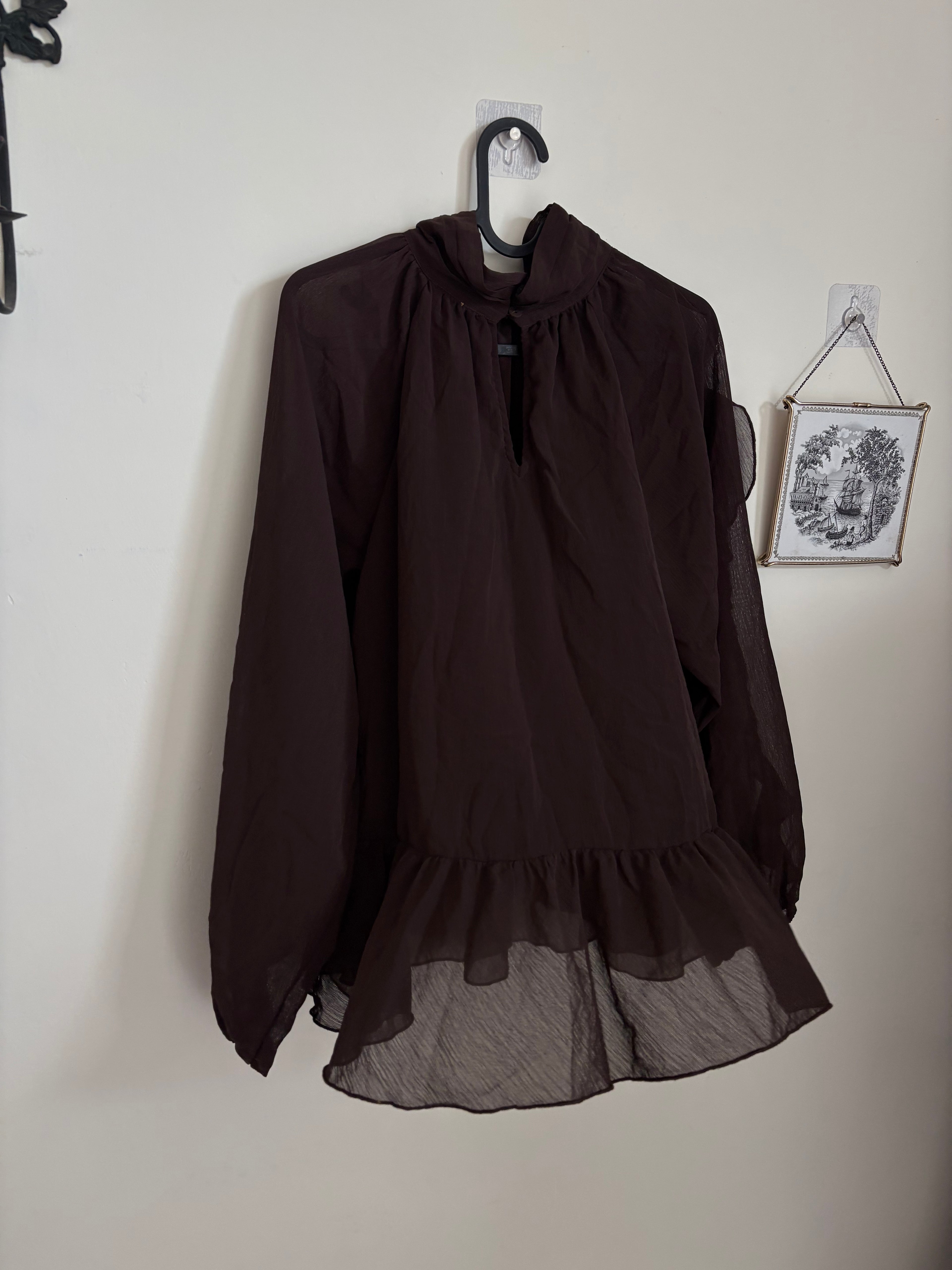 SIMPLYBE BROWN RUFFLE TOP UK 14