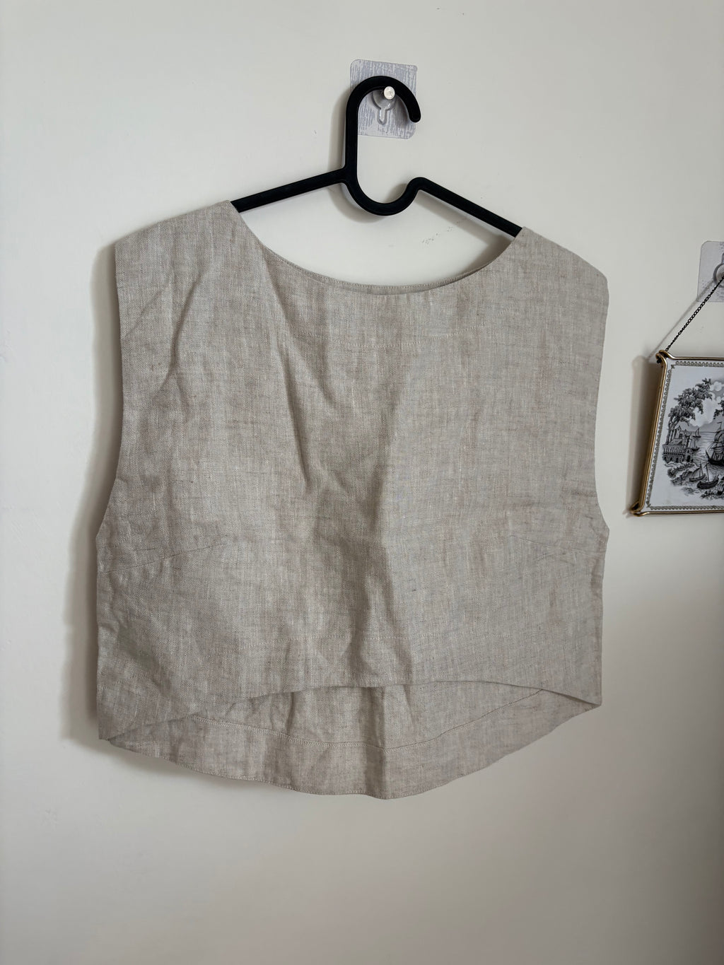 LINEN CROP TOP BEIGE