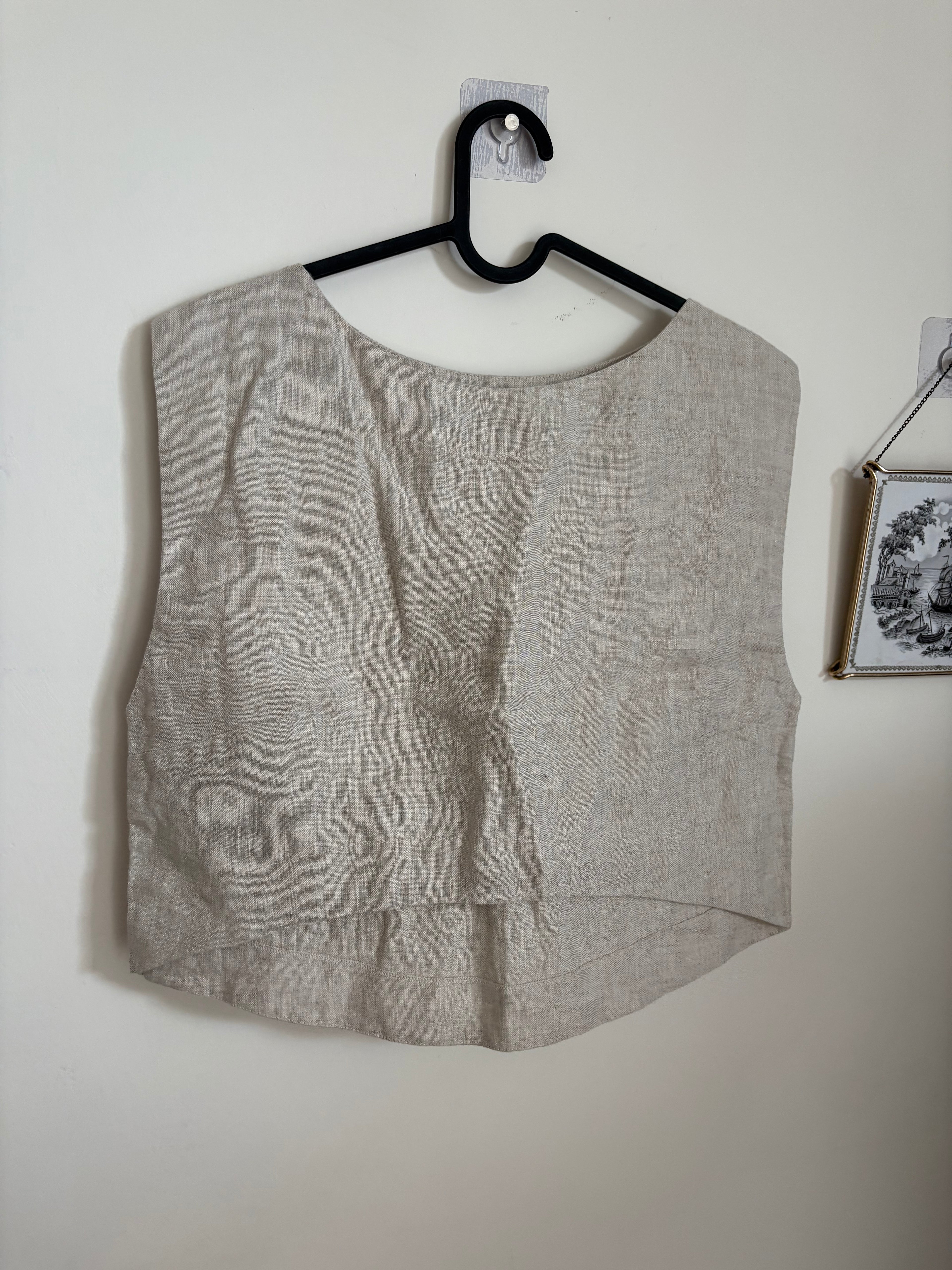 LINEN CROP TOP BEIGE