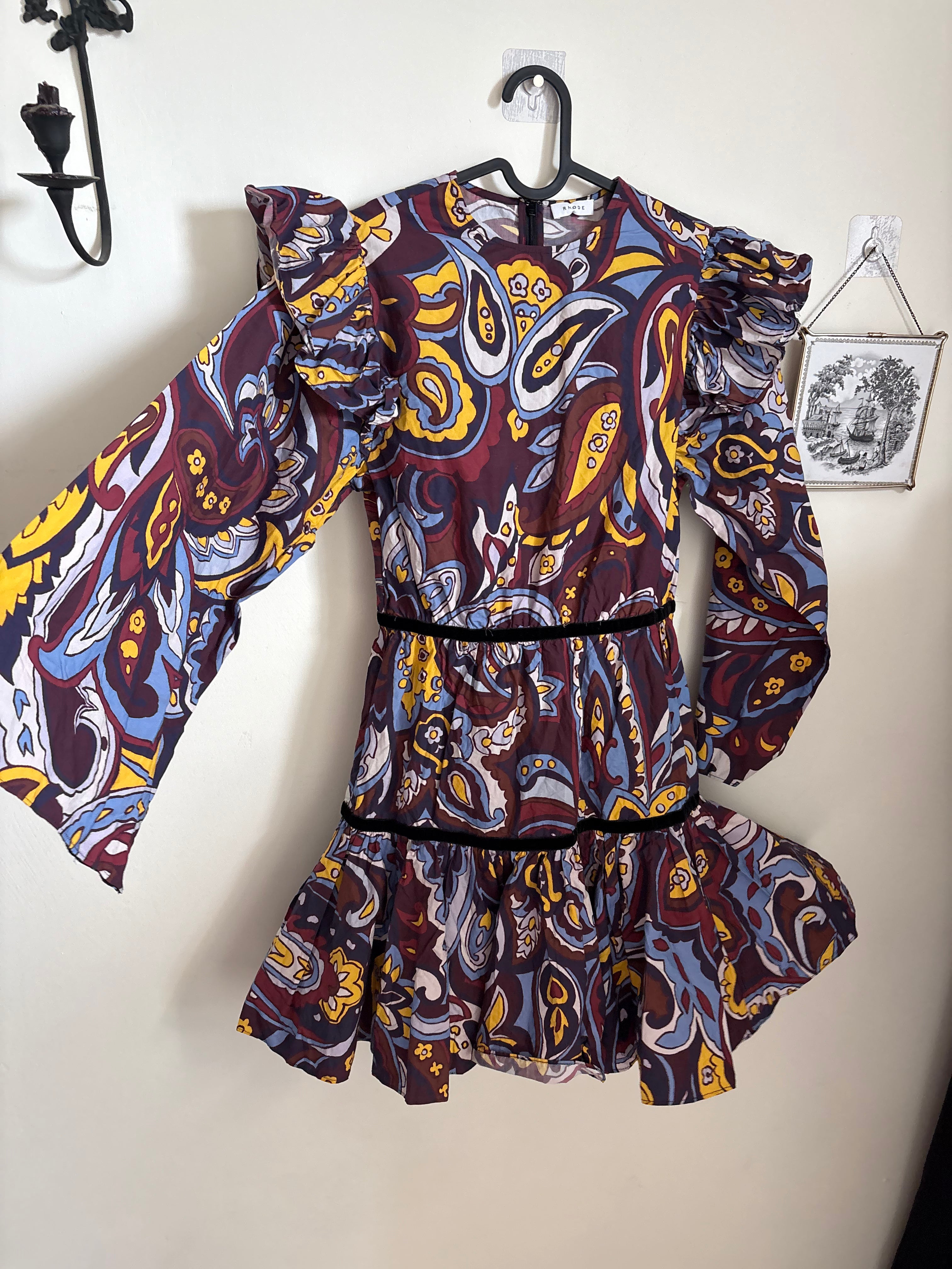 RHODE PRINTED SAMPLE DRESS XS