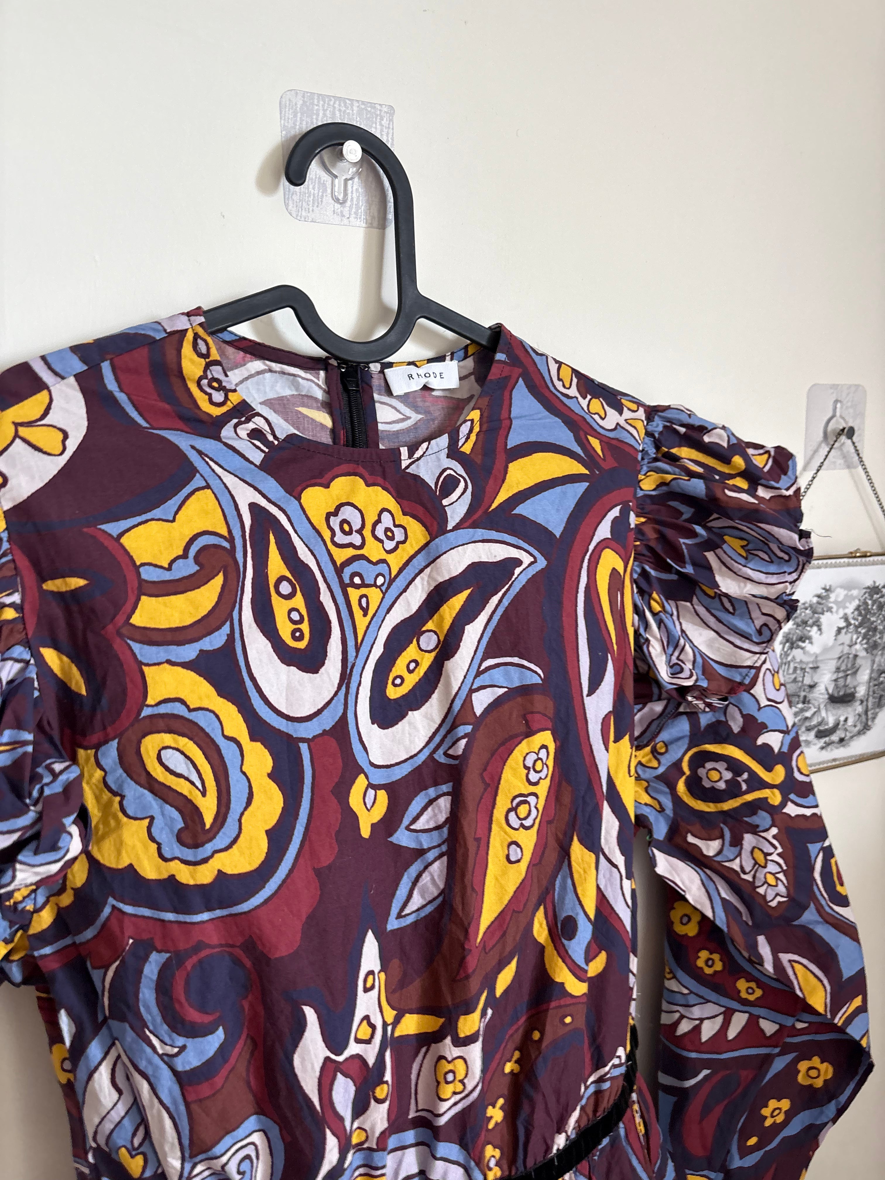 RHODE PRINTED SAMPLE DRESS XS