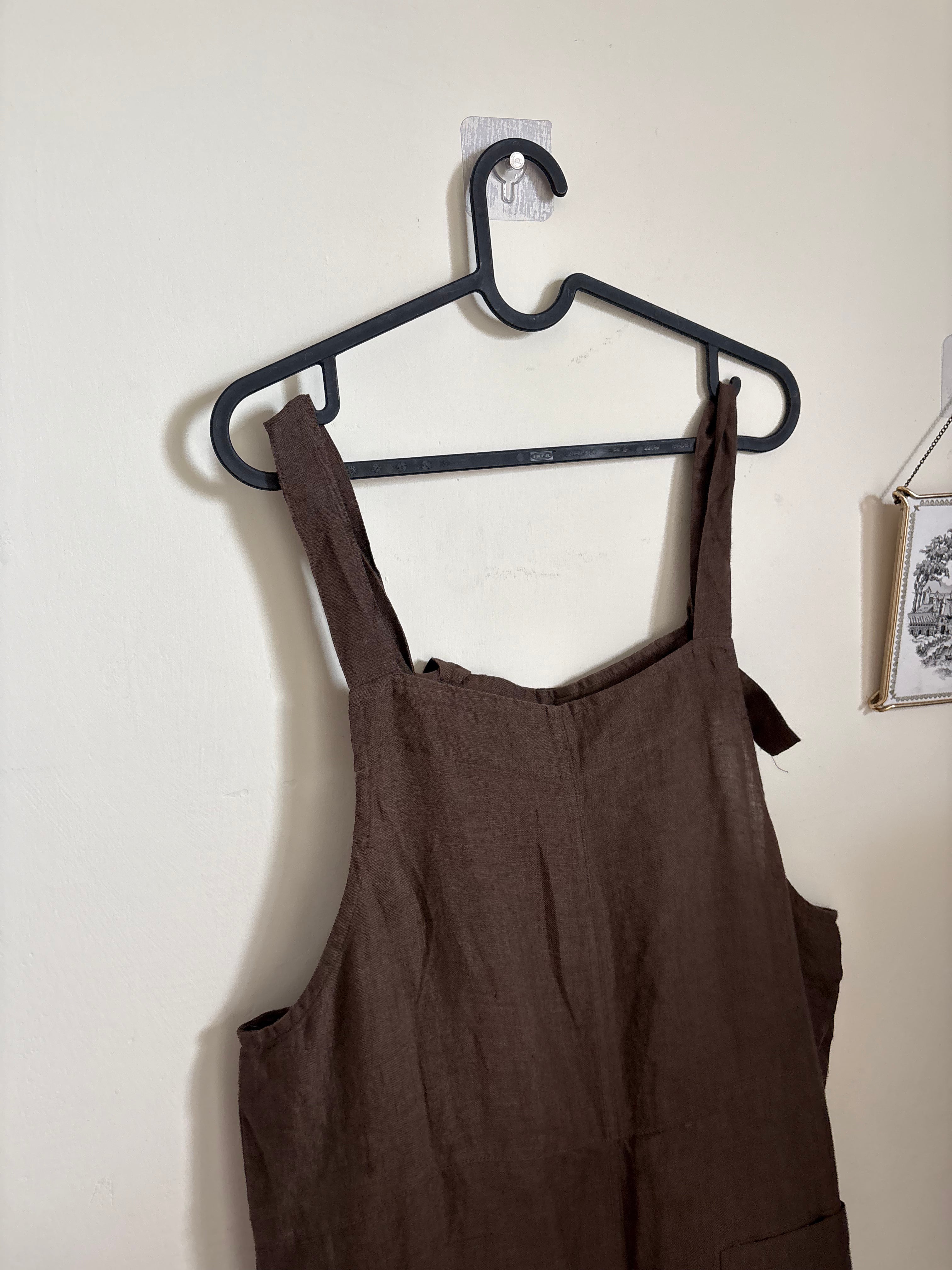 LINEN BROWN TIE JUMPSUIT M/L
