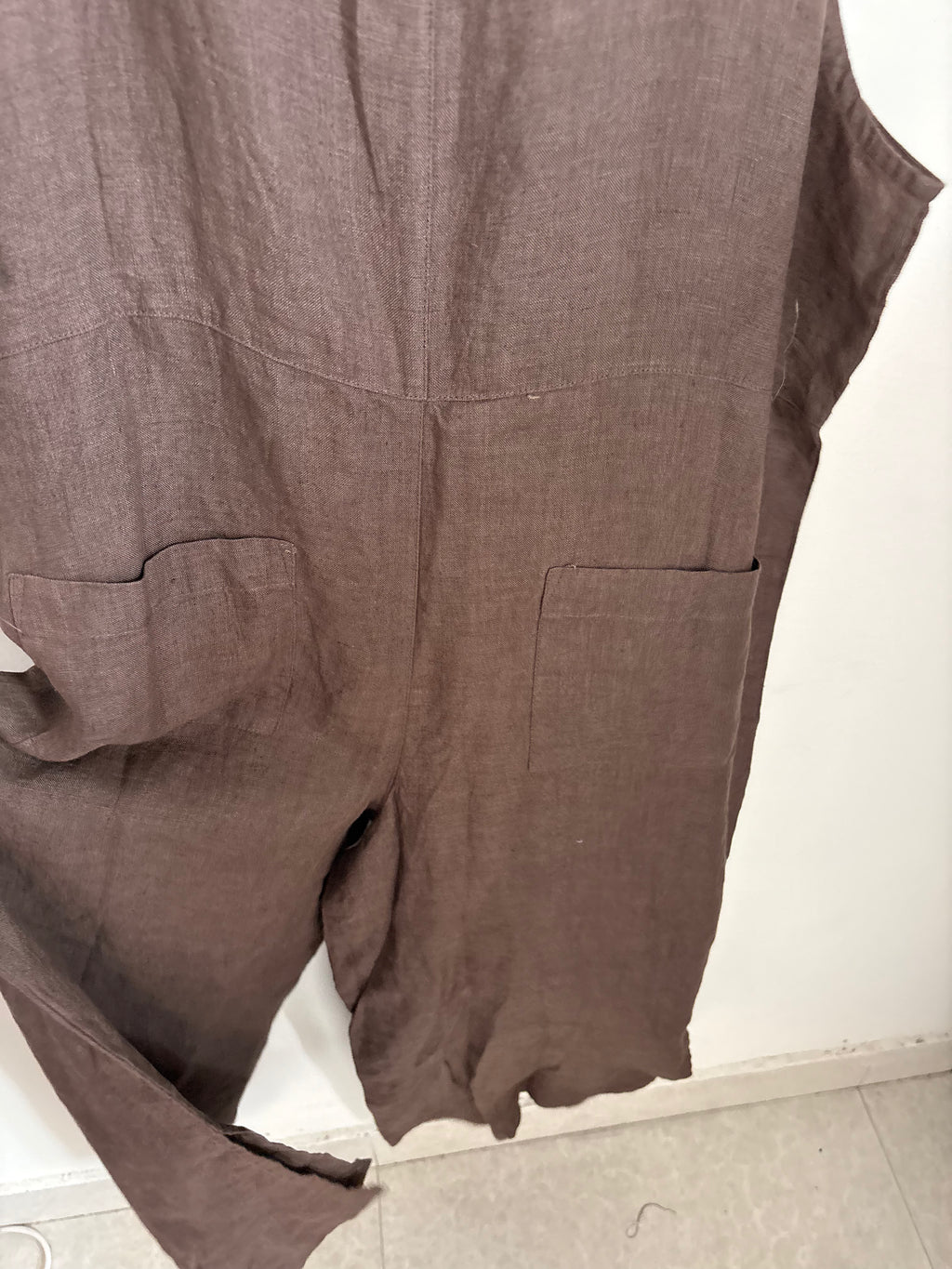 LINEN BROWN TIE JUMPSUIT M/L