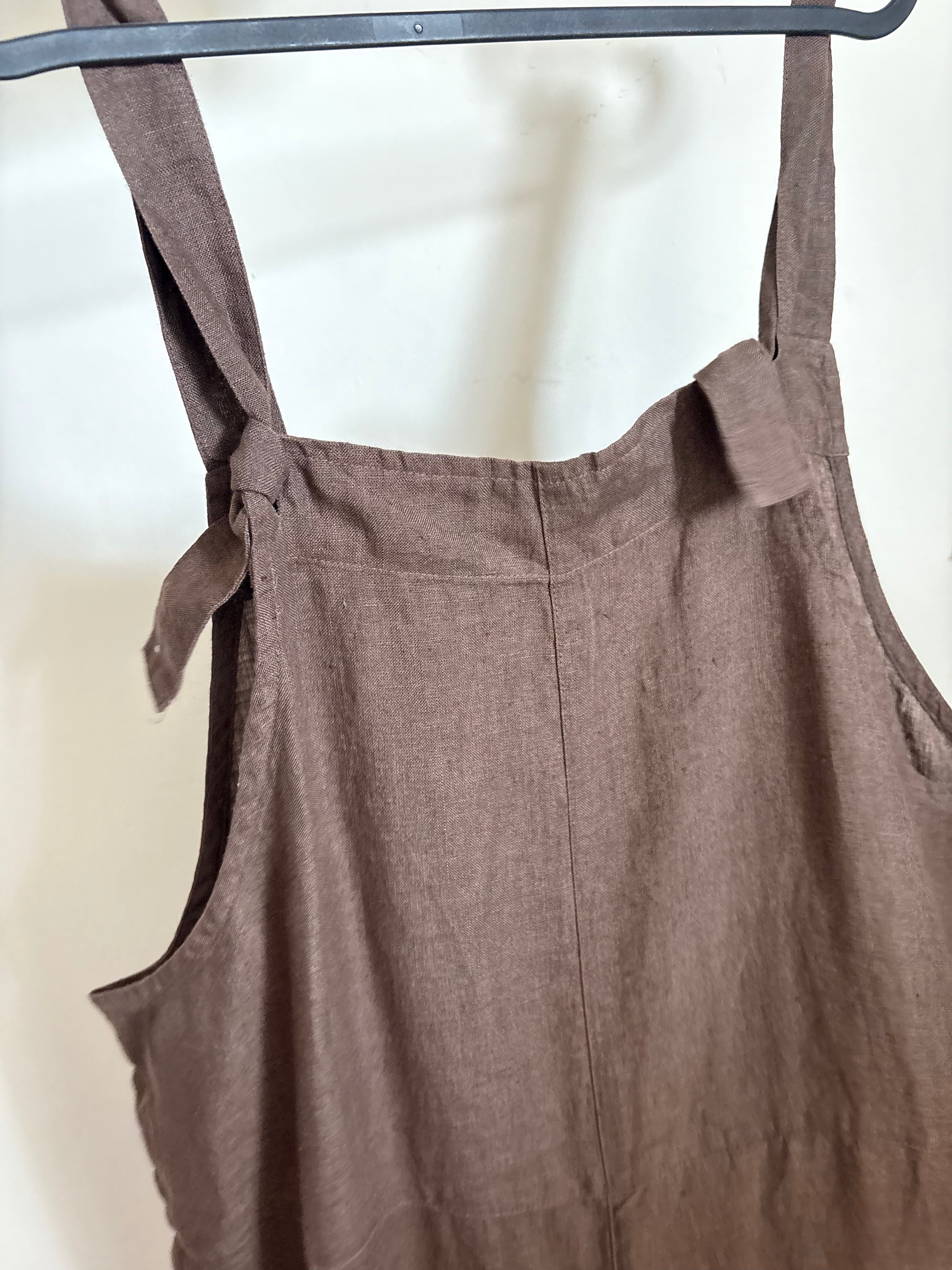 LINEN BROWN TIE JUMPSUIT M/L