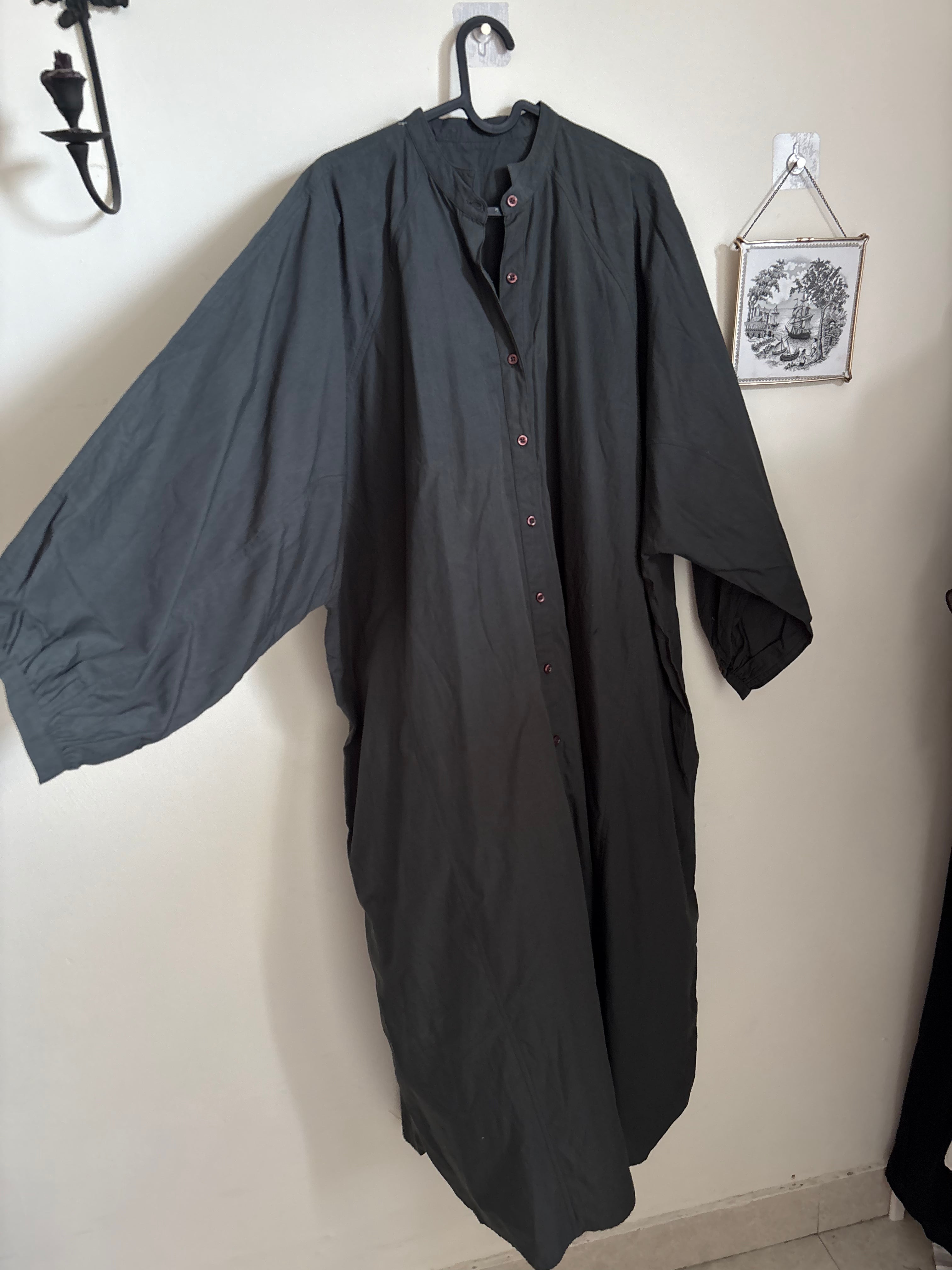 SHIRT DRESS GREENISH GREY FREE SIZED