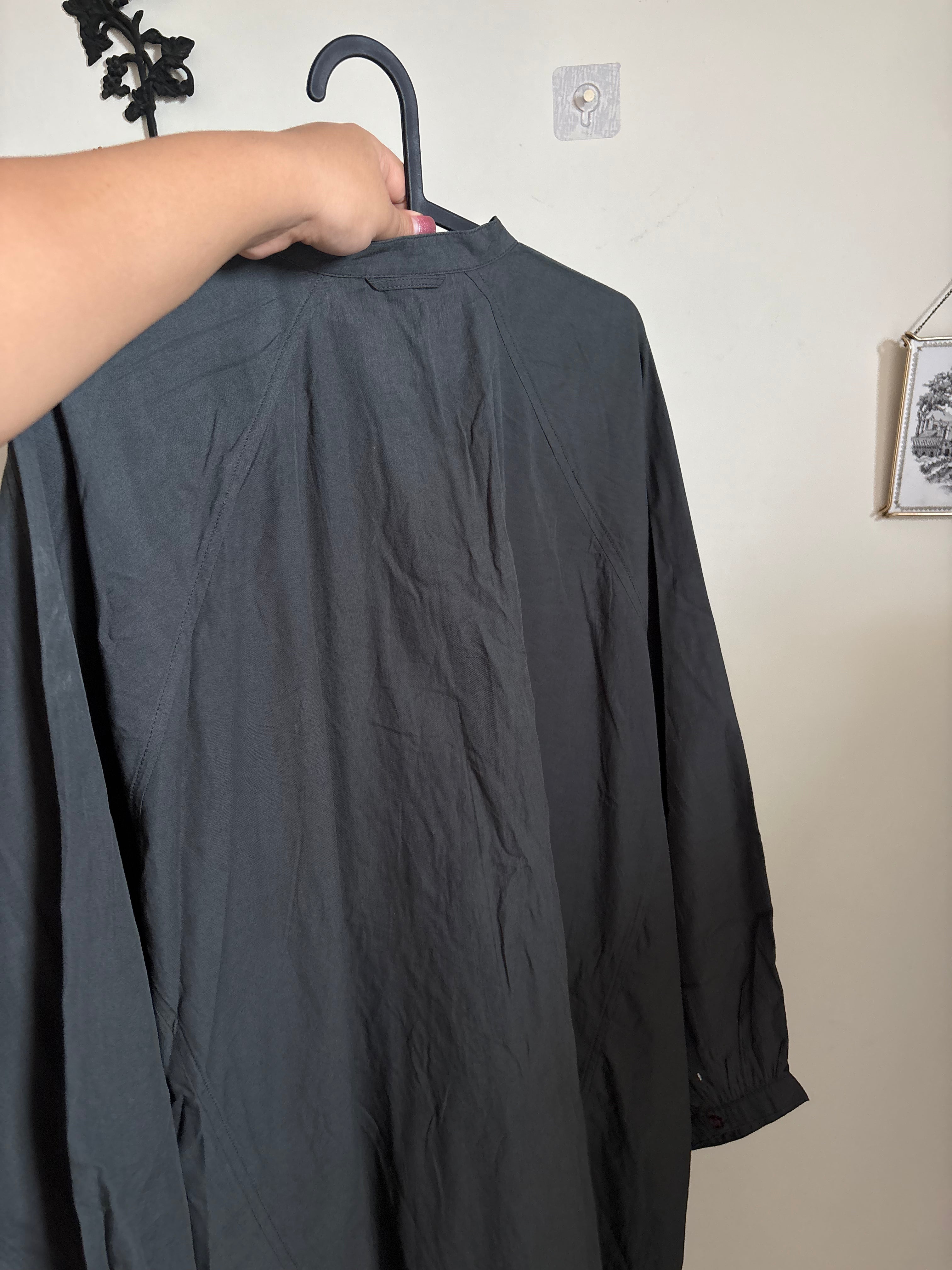 SHIRT DRESS GREENISH GREY FREE SIZED