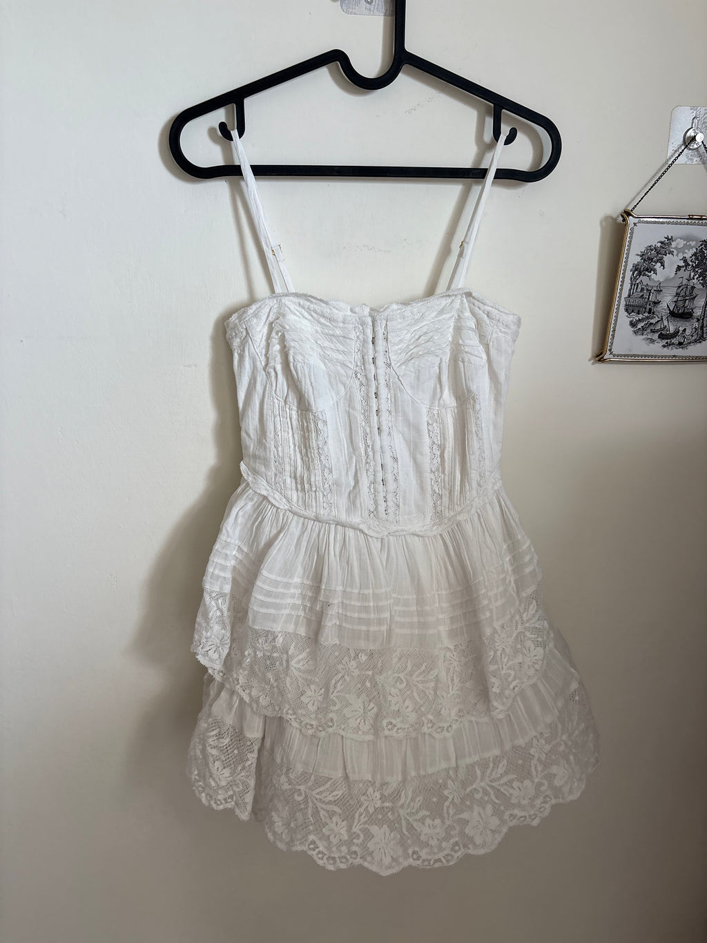 LoveShackFancy Nerida Lace Tiered Mini Dress XS