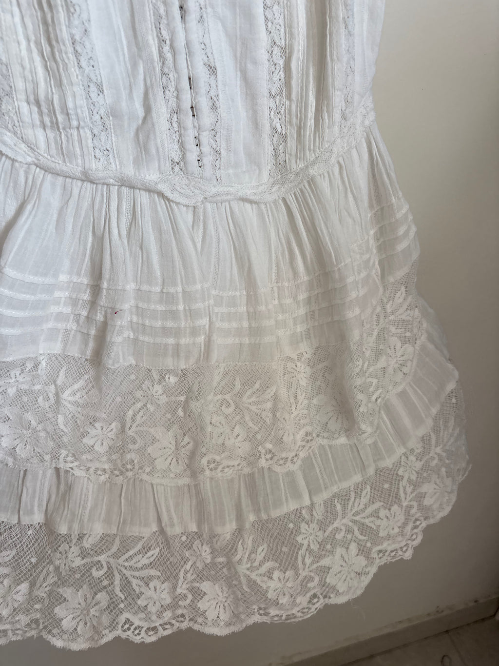 LoveShackFancy Nerida Lace Tiered Mini Dress XS
