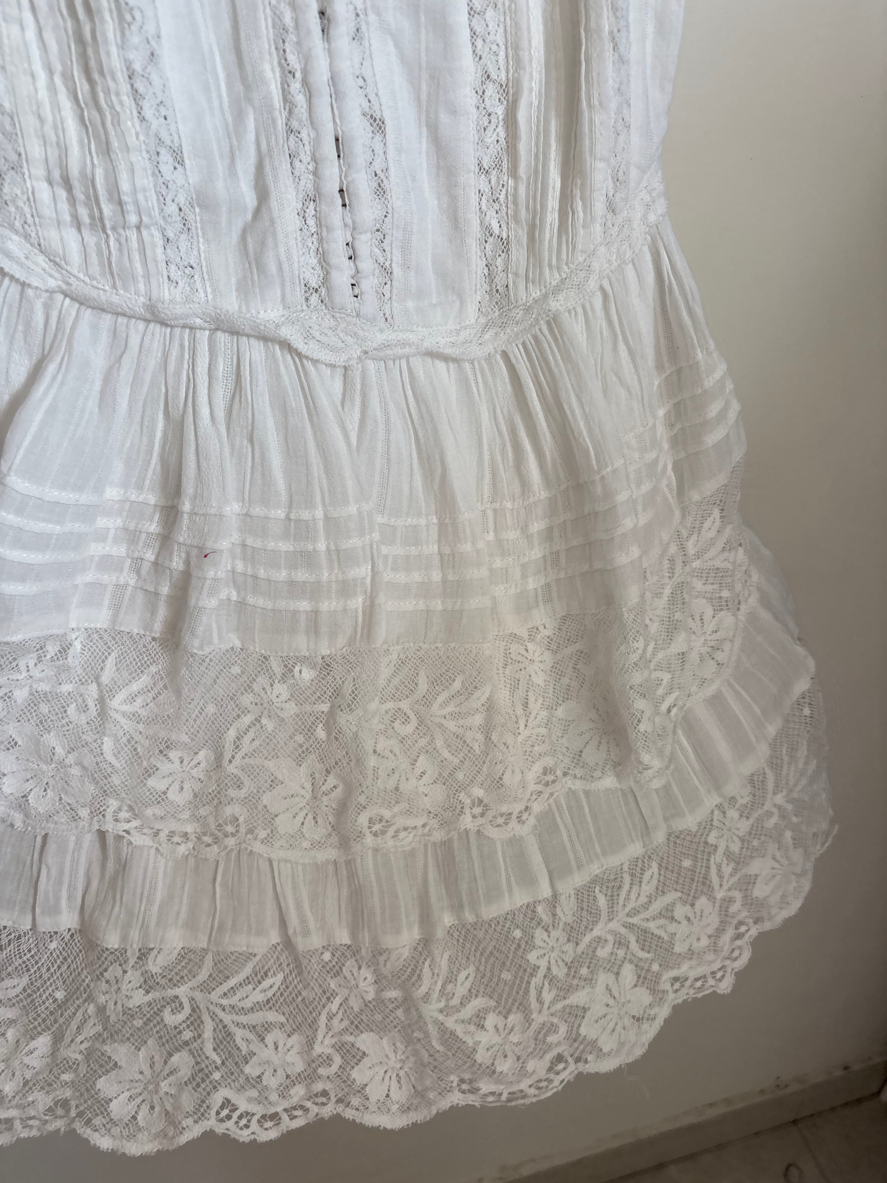 LoveShackFancy Nerida Lace Tiered Mini Dress XS