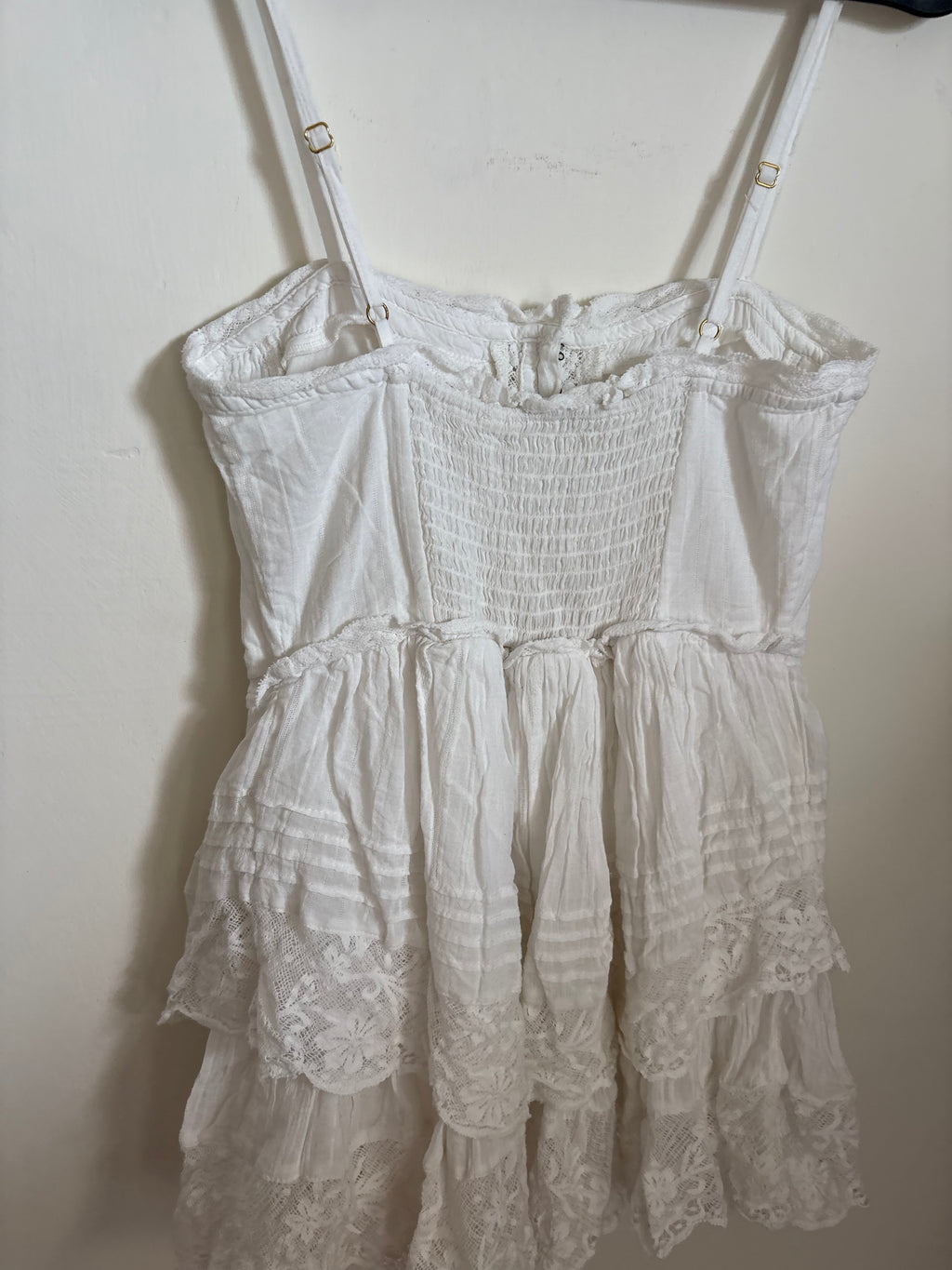 LoveShackFancy Nerida Lace Tiered Mini Dress XS