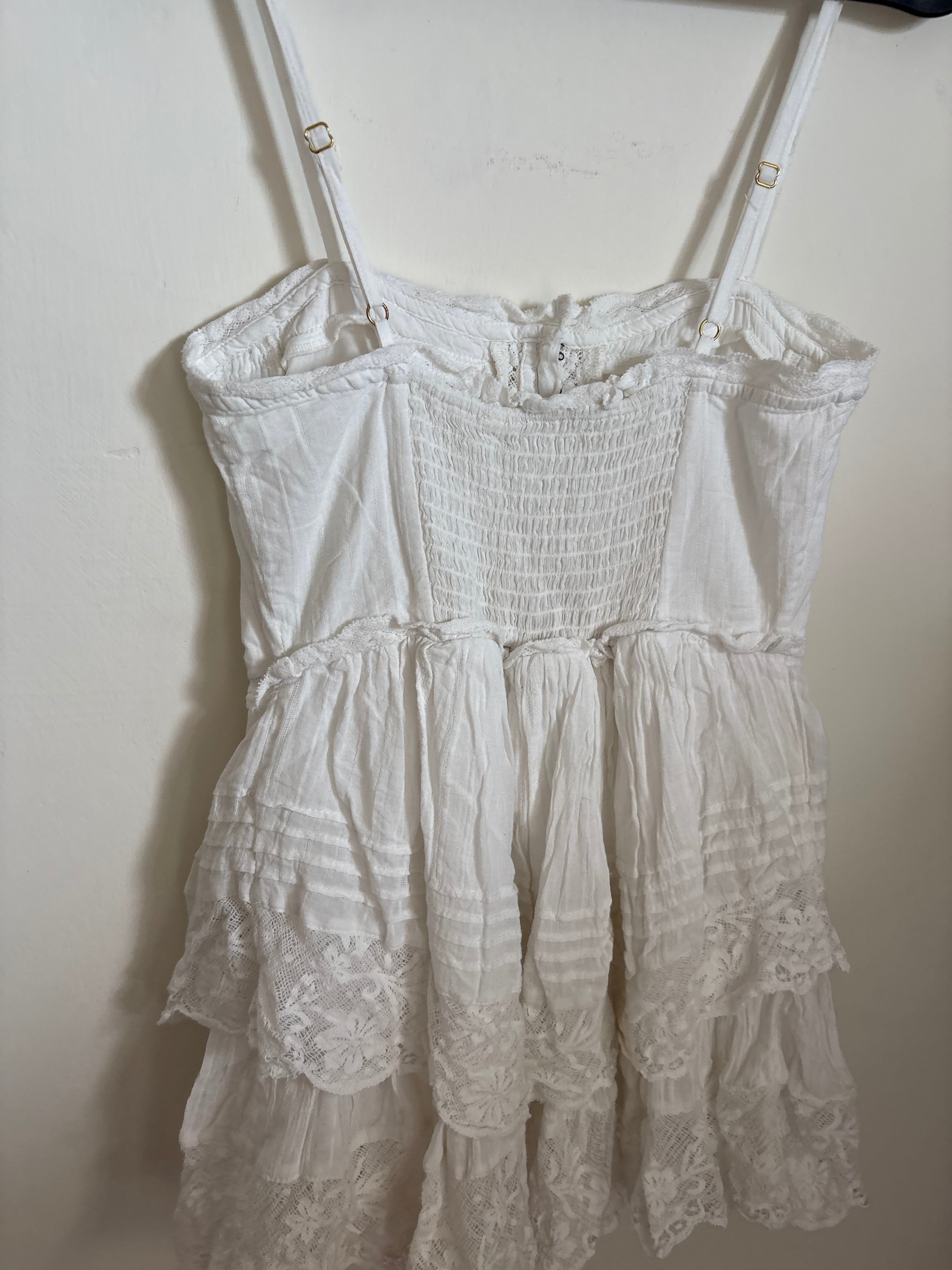 LoveShackFancy Nerida Lace Tiered Mini Dress XS