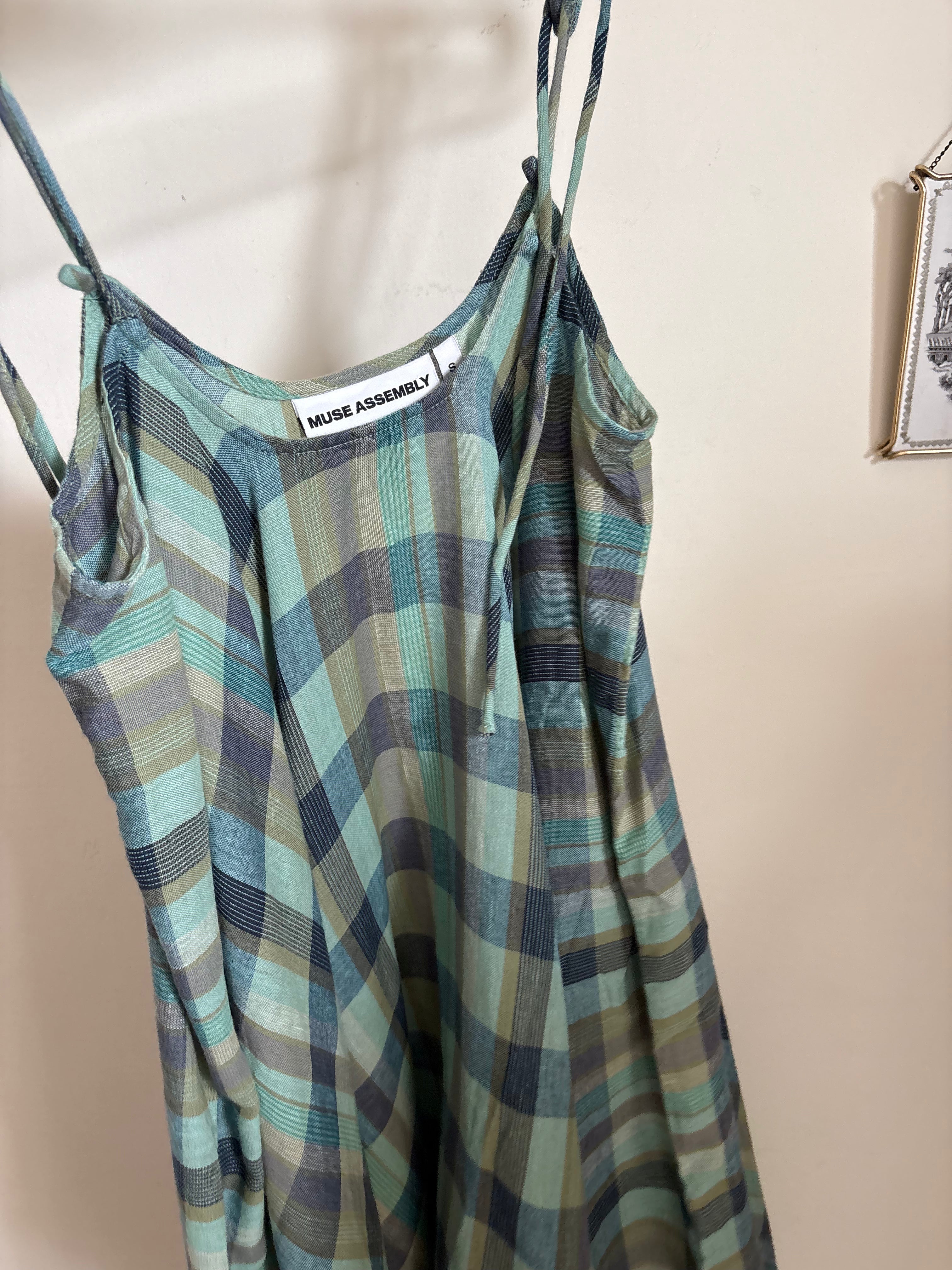 MUSE ASSEMBLY Olivia hankerchief hem check midi dress S