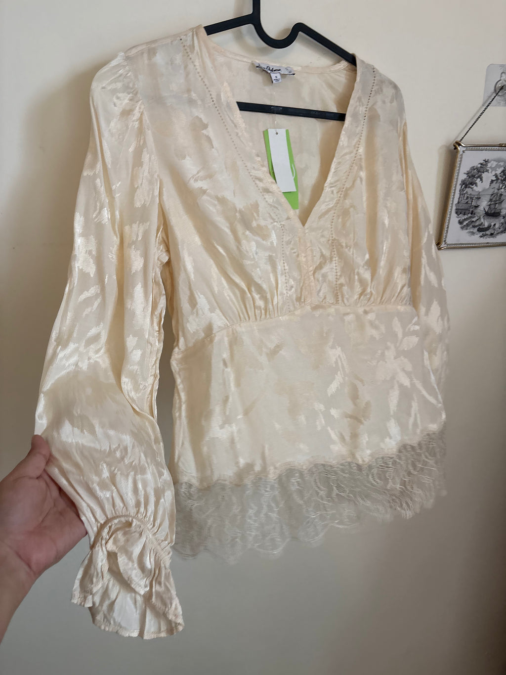 SAM EDELMAN  Julia Lace Trim Peplum Top  S