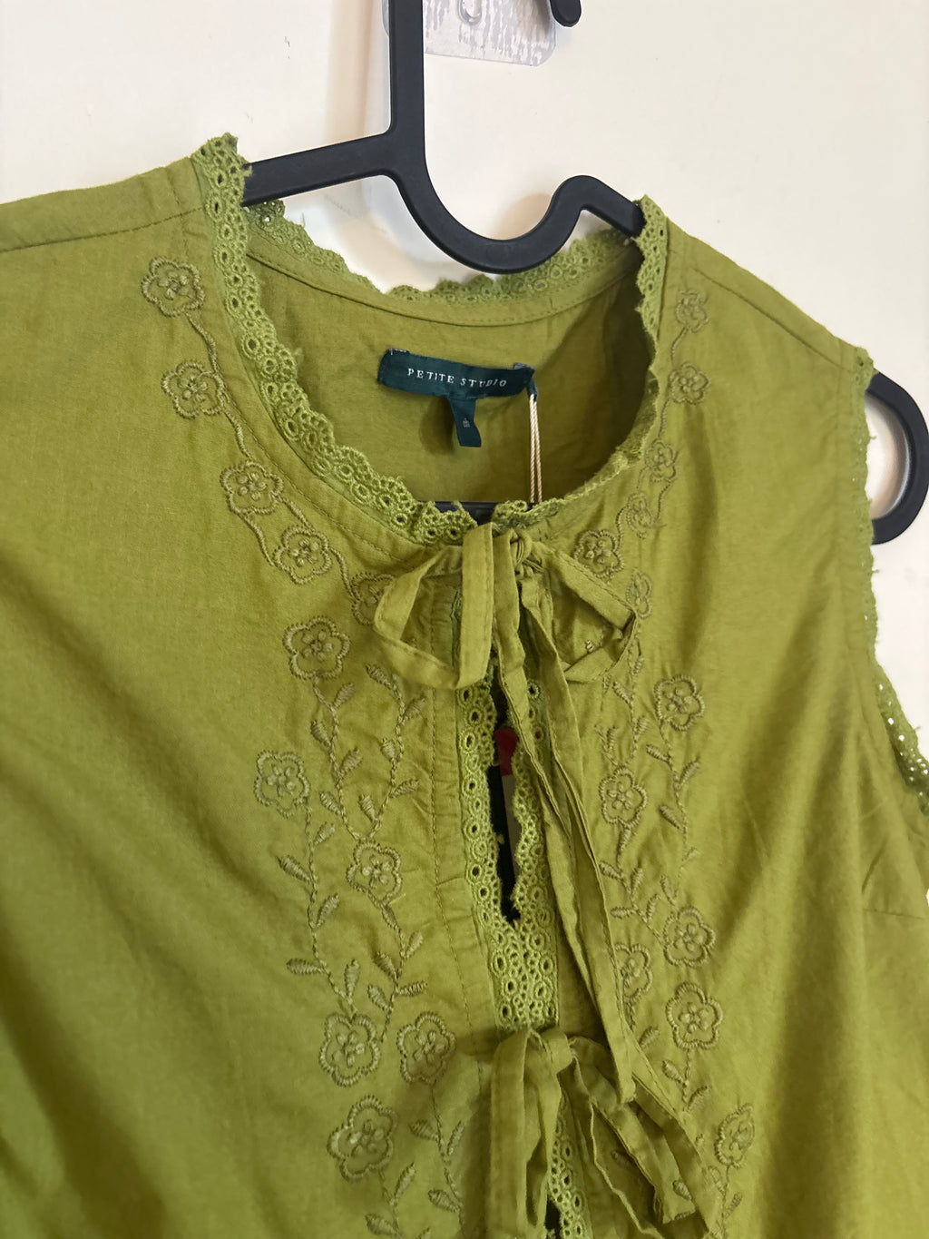 PETITE STUDIO Women's GREEN TIE blouse  M