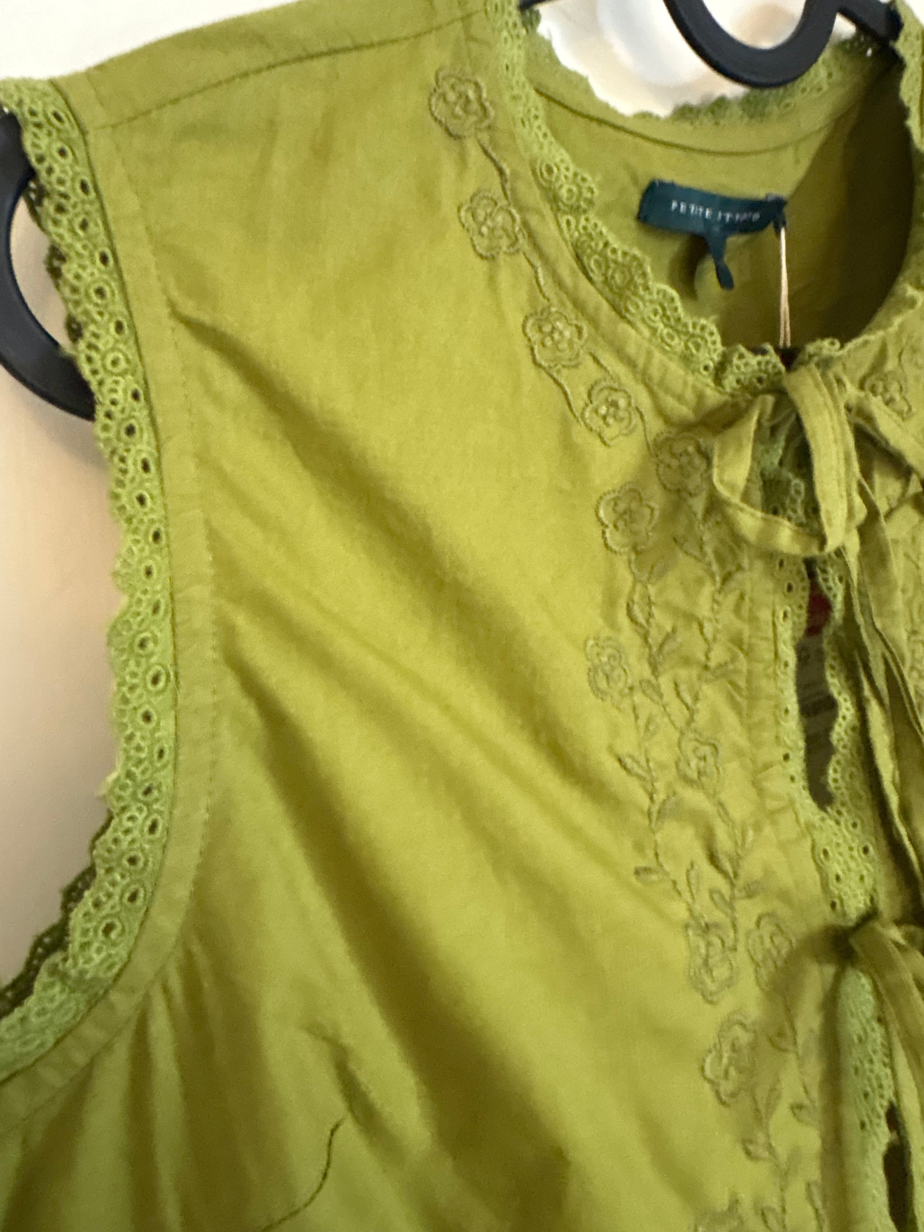 PETITE STUDIO Women's GREEN TIE blouse  M