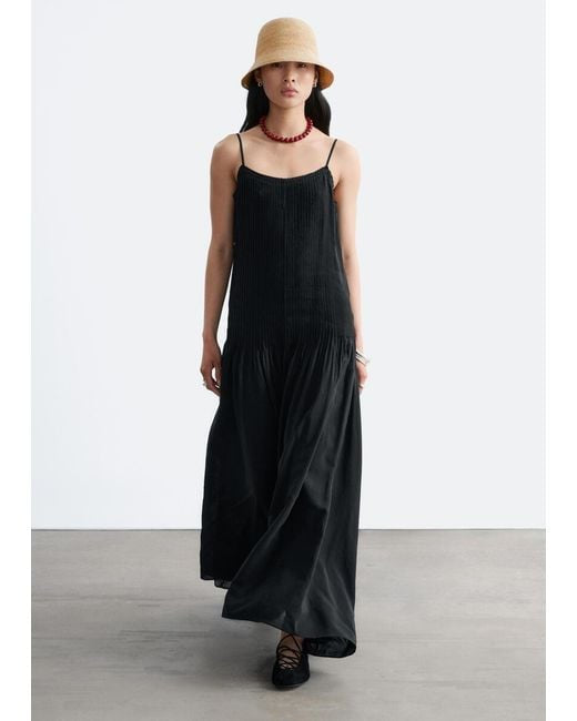 & other stories PLEATED BODICE MAXI DRESS L