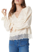 SAM EDELMAN  Julia Lace Trim Peplum Top  S