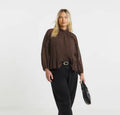 SIMPLYBE BROWN RUFFLE TOP UK 14