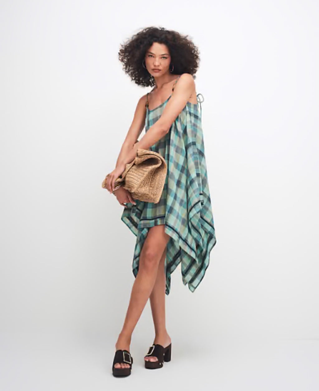 MUSE ASSEMBLY Olivia hankerchief hem check midi dress S