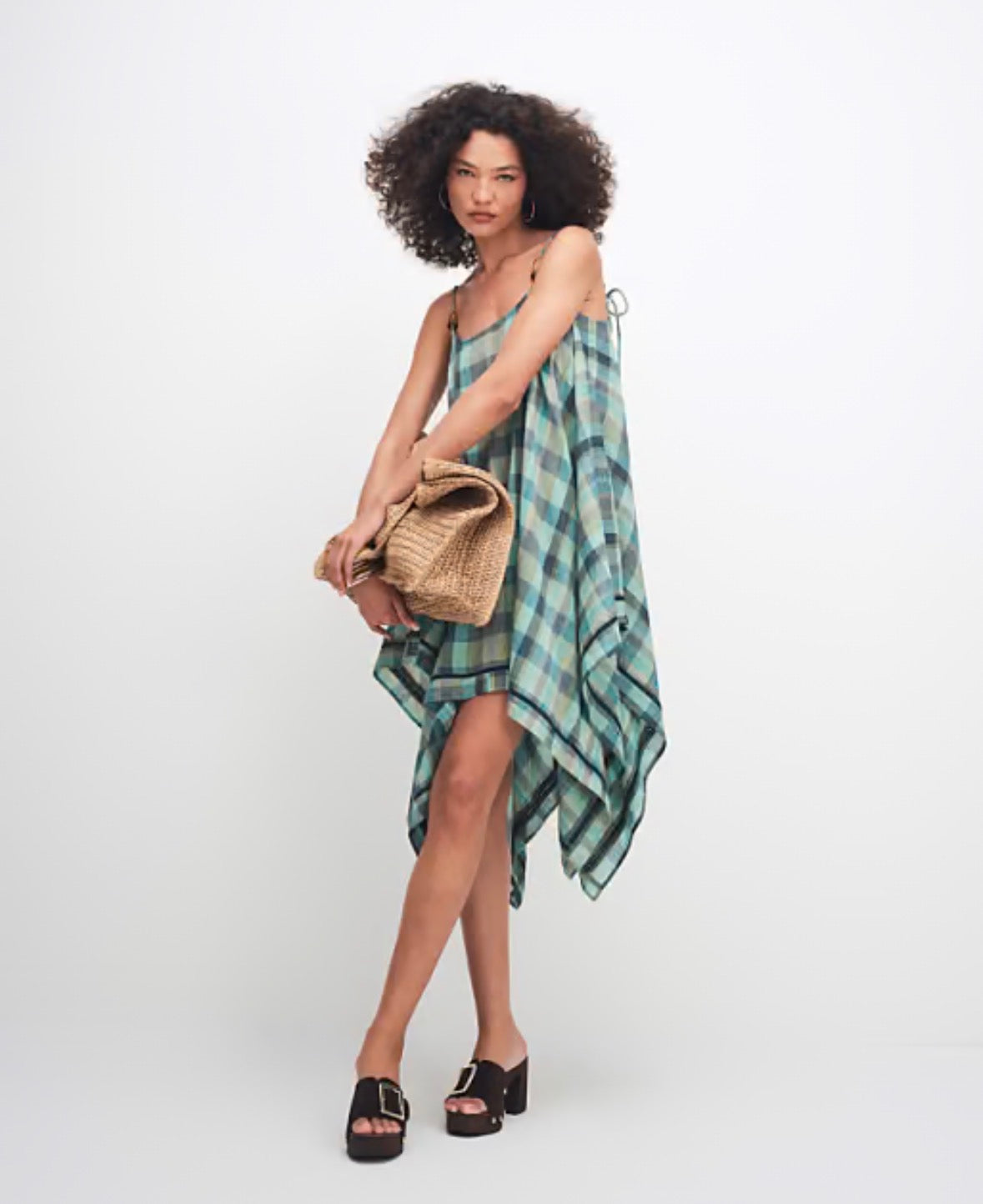 MUSE ASSEMBLY Olivia hankerchief hem check midi dress S