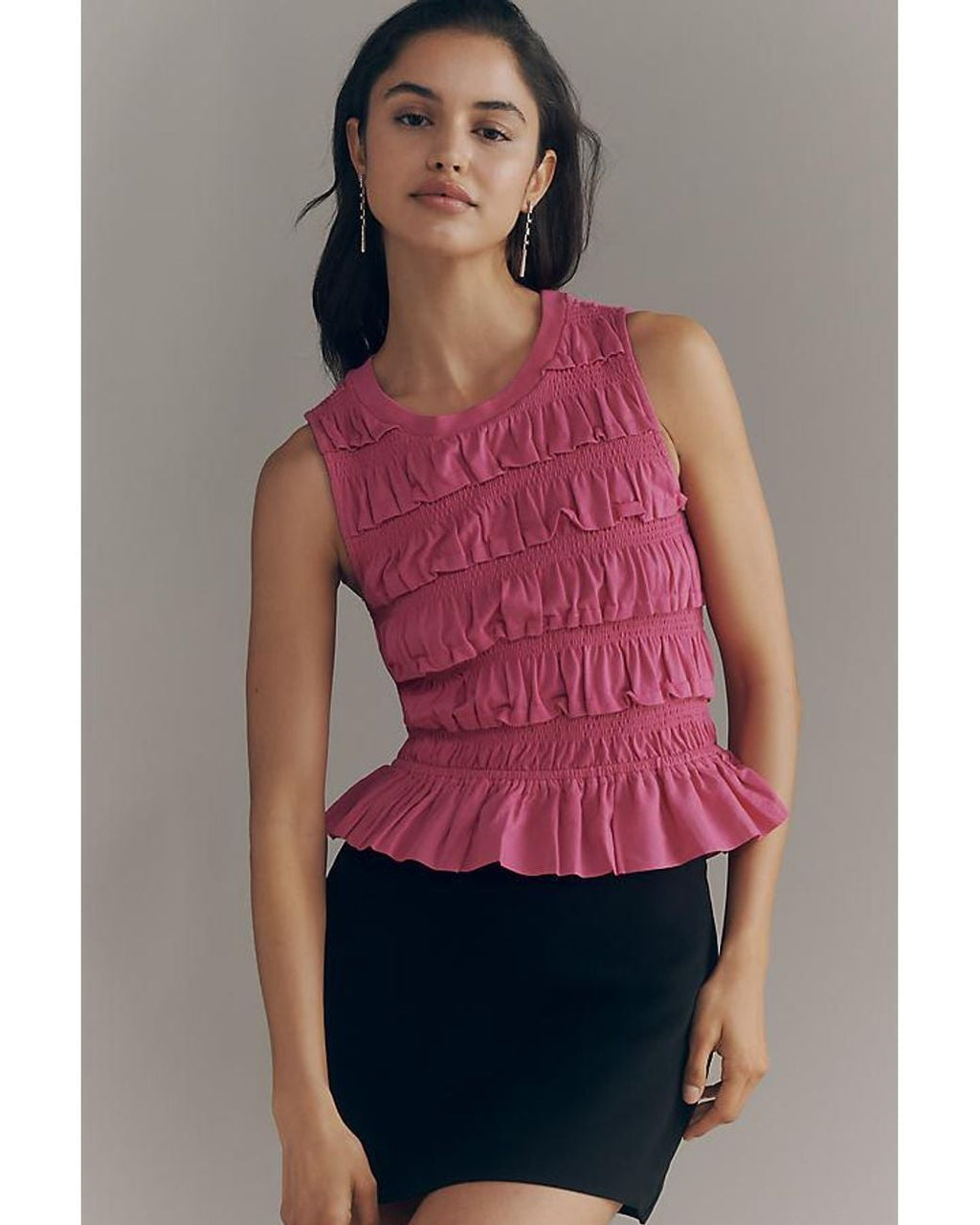Maeve Women's Cotton Shirred Ruffle Tank Top XS