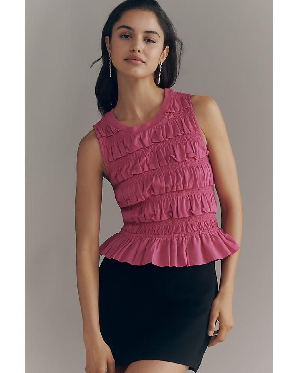 Maeve Women's Cotton Shirred Ruffle Tank Top XS