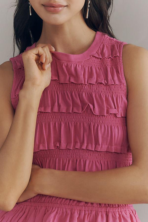 Maeve Women's Cotton Shirred Ruffle Tank Top XS