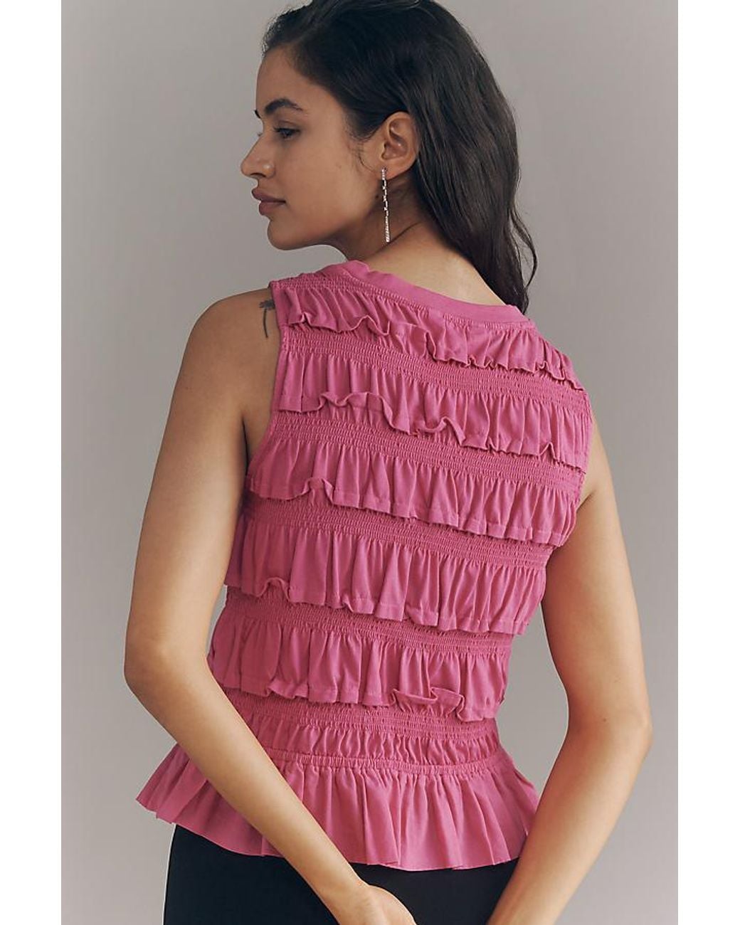 Maeve Women's Cotton Shirred Ruffle Tank Top XS