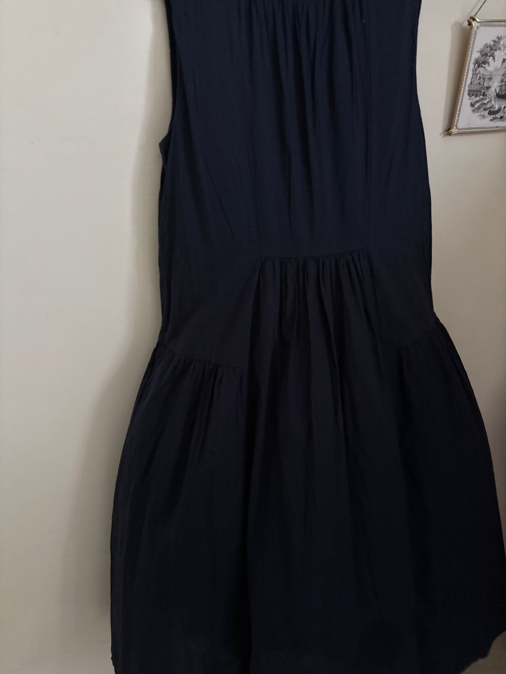 NAVY COTTON TIERED DRESS XS/S