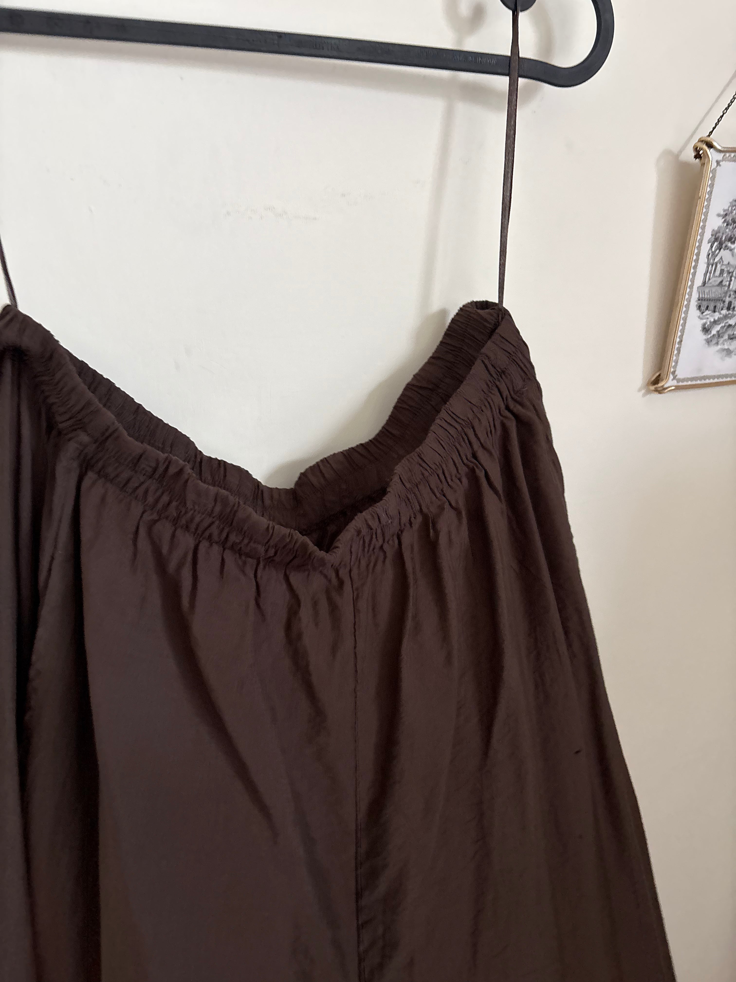 Anthropologie Brown Cropped Lace-Hem Trousers M