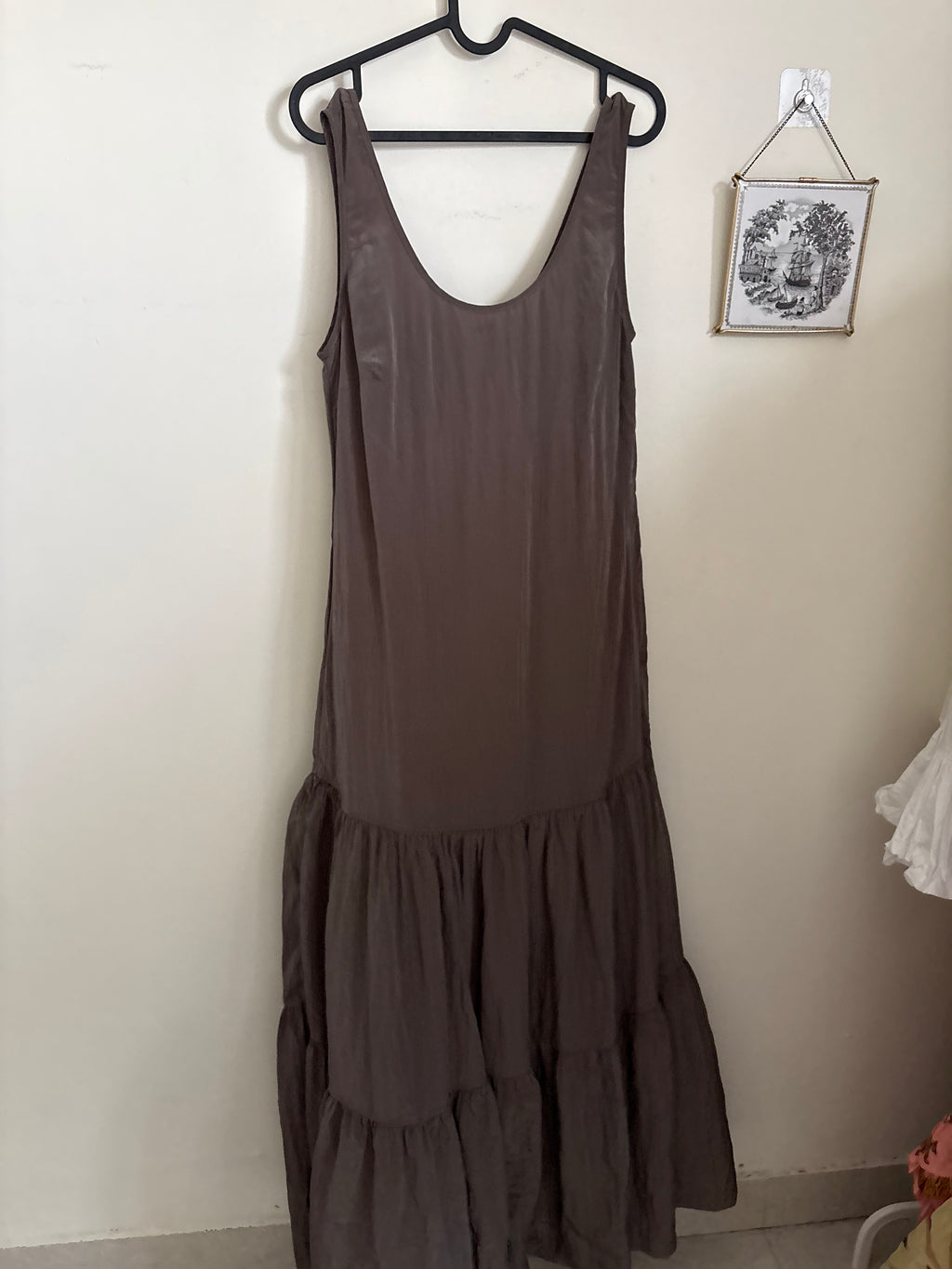 & Other Stories tiered maxi dress in charcoal grey S