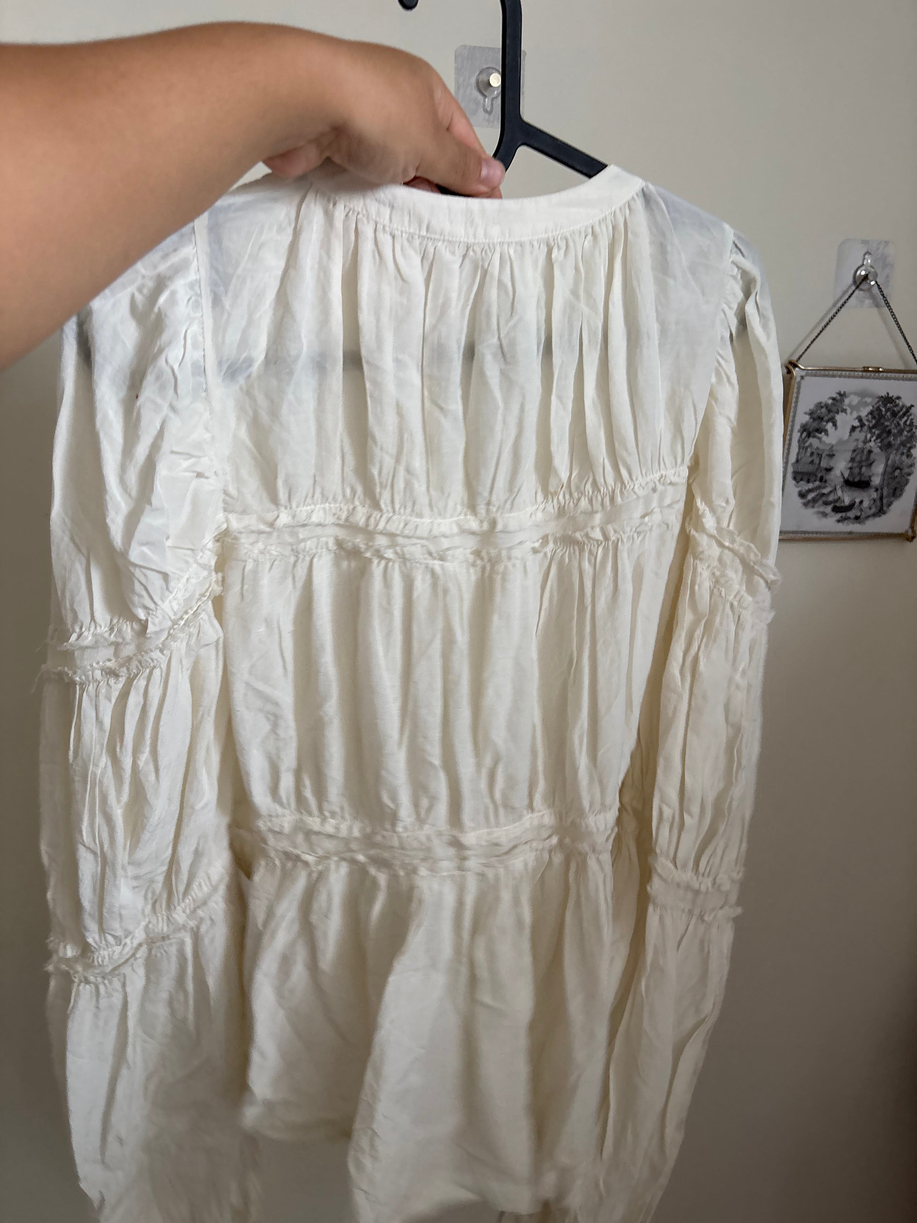 By Anthropologie Long-Sleeve Puffy Zip-Front Blouse XS/S