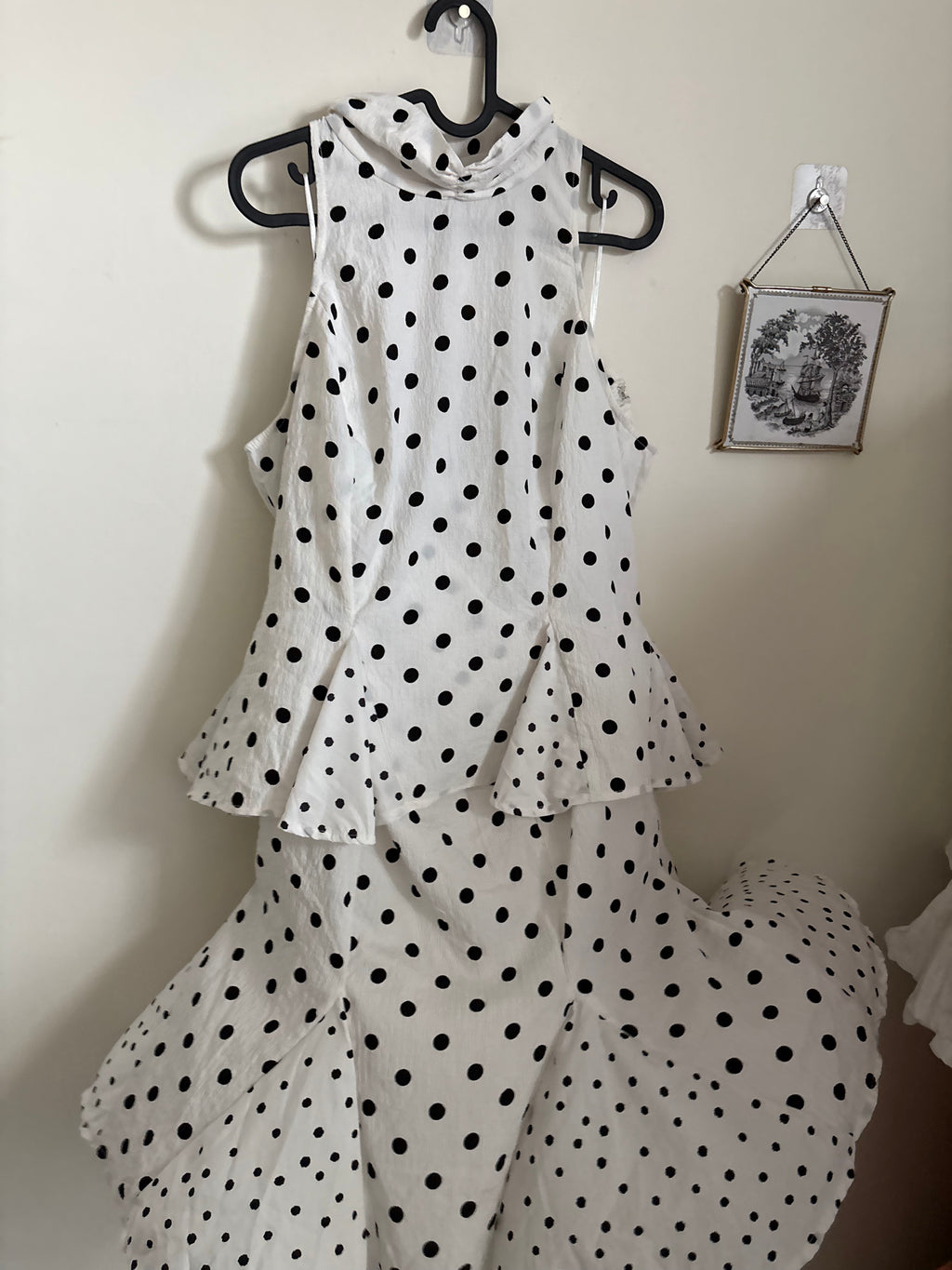 Maeve High-Neck Peplum POLKA SET L