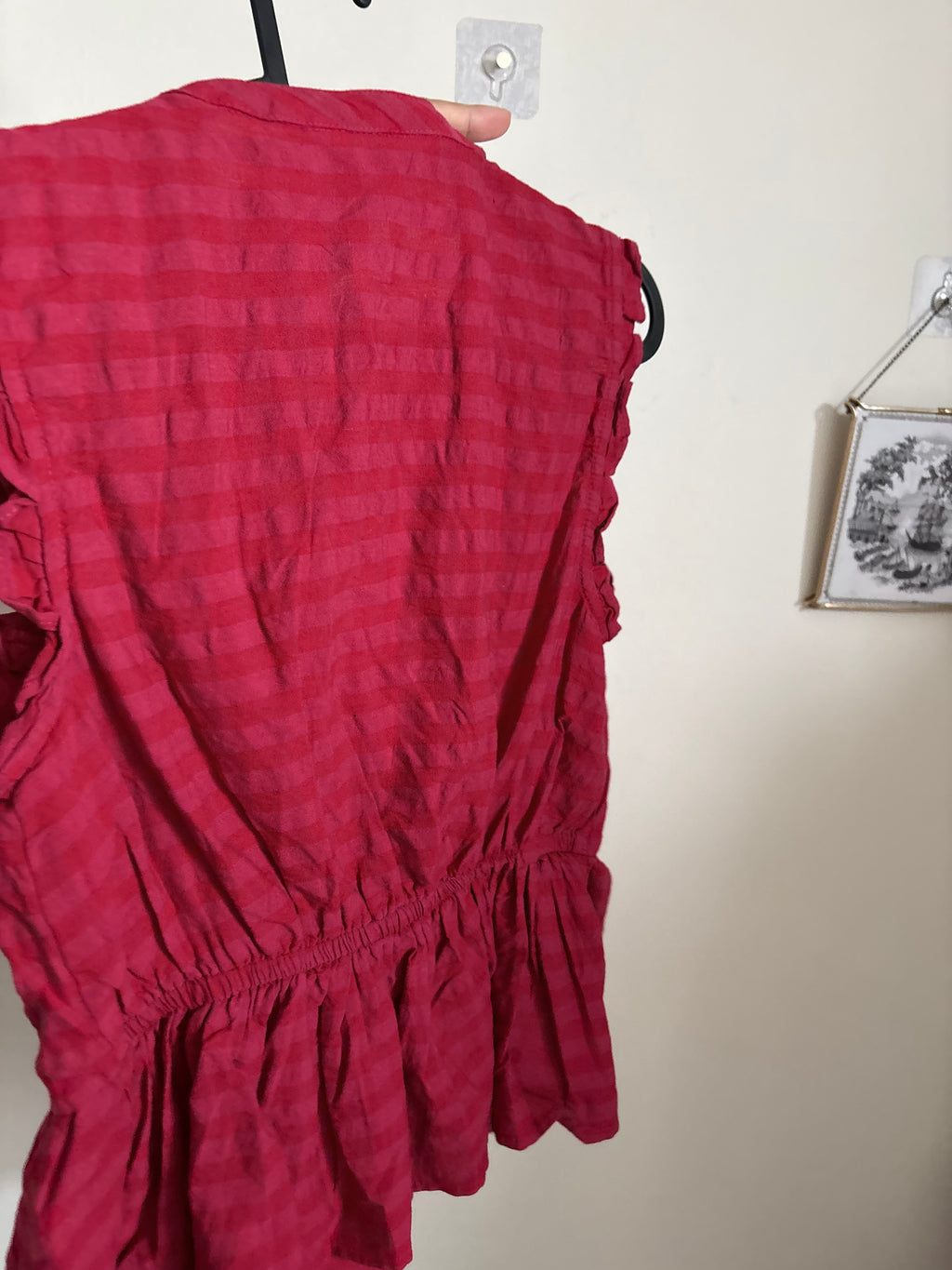 Monsoon Pink Bea Sleeveless Gingham Frill Top S
