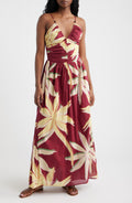 Rails  Palm Printed Cotton Gathered Maxi Dress
