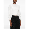 FARM RIO Off-White Crew Neck Long Sleeve Crochet Blouse (ATLTERED)