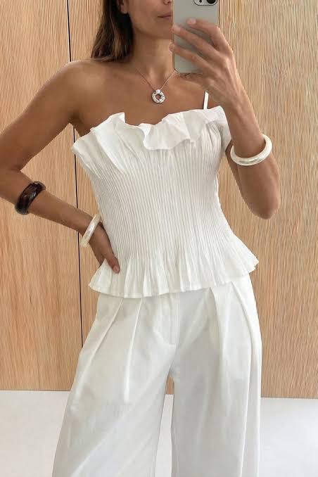 NA-KD Cotton Sculptural Pleated Top
