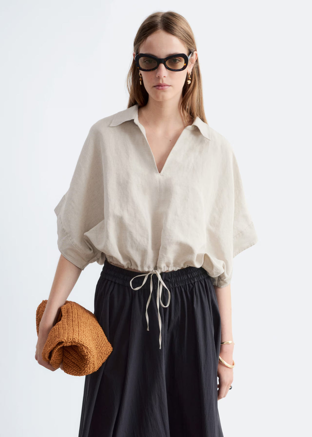 & OTHER STORIES DRAWSTRING CROPPED TOP M