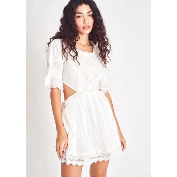 LoveShackFancy Delina Mini Dress White S