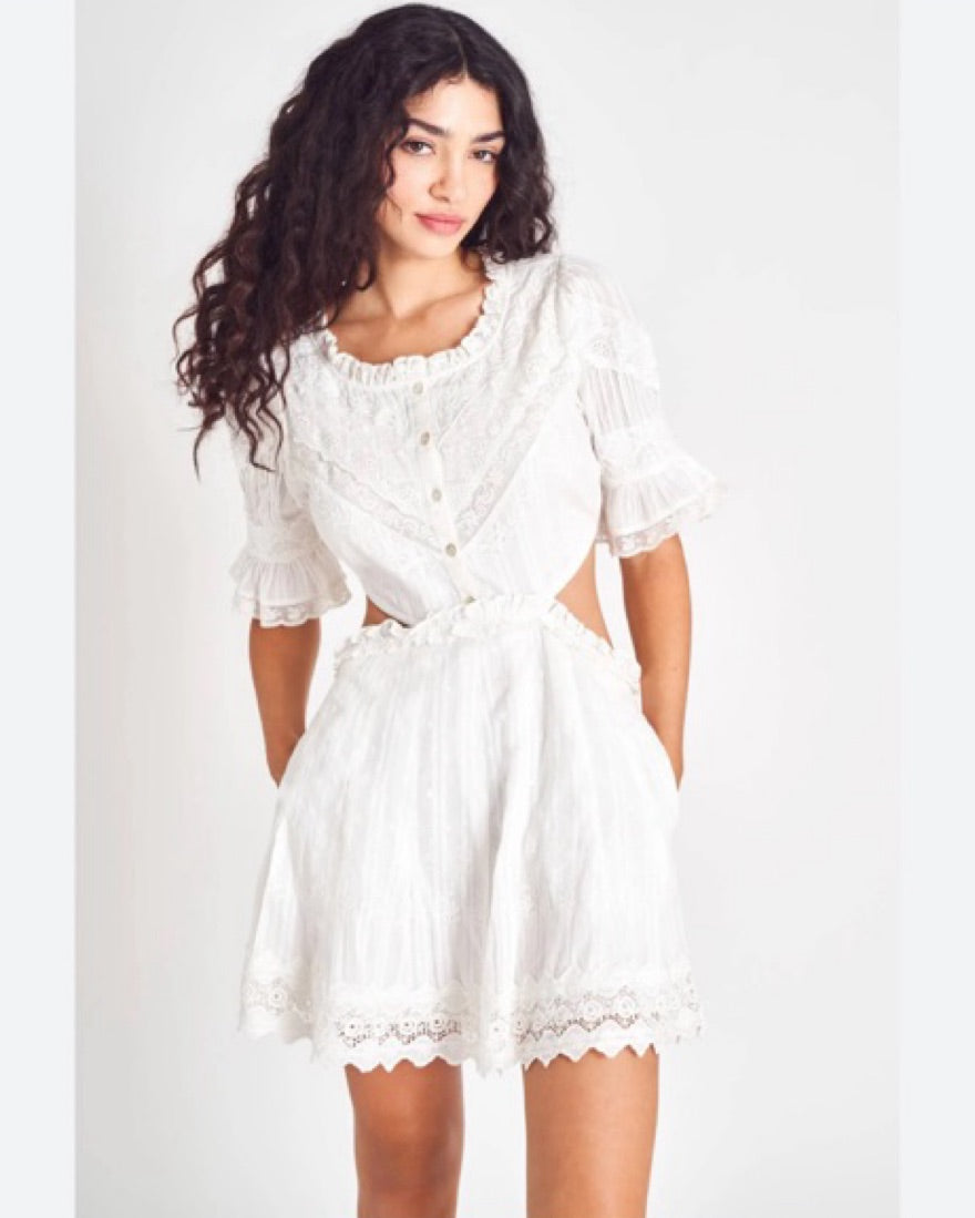 LoveShackFancy Delina Mini Dress White S