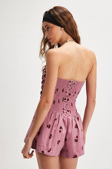 Free People x REVOLVE Rolland Romper in Mauve Combo S