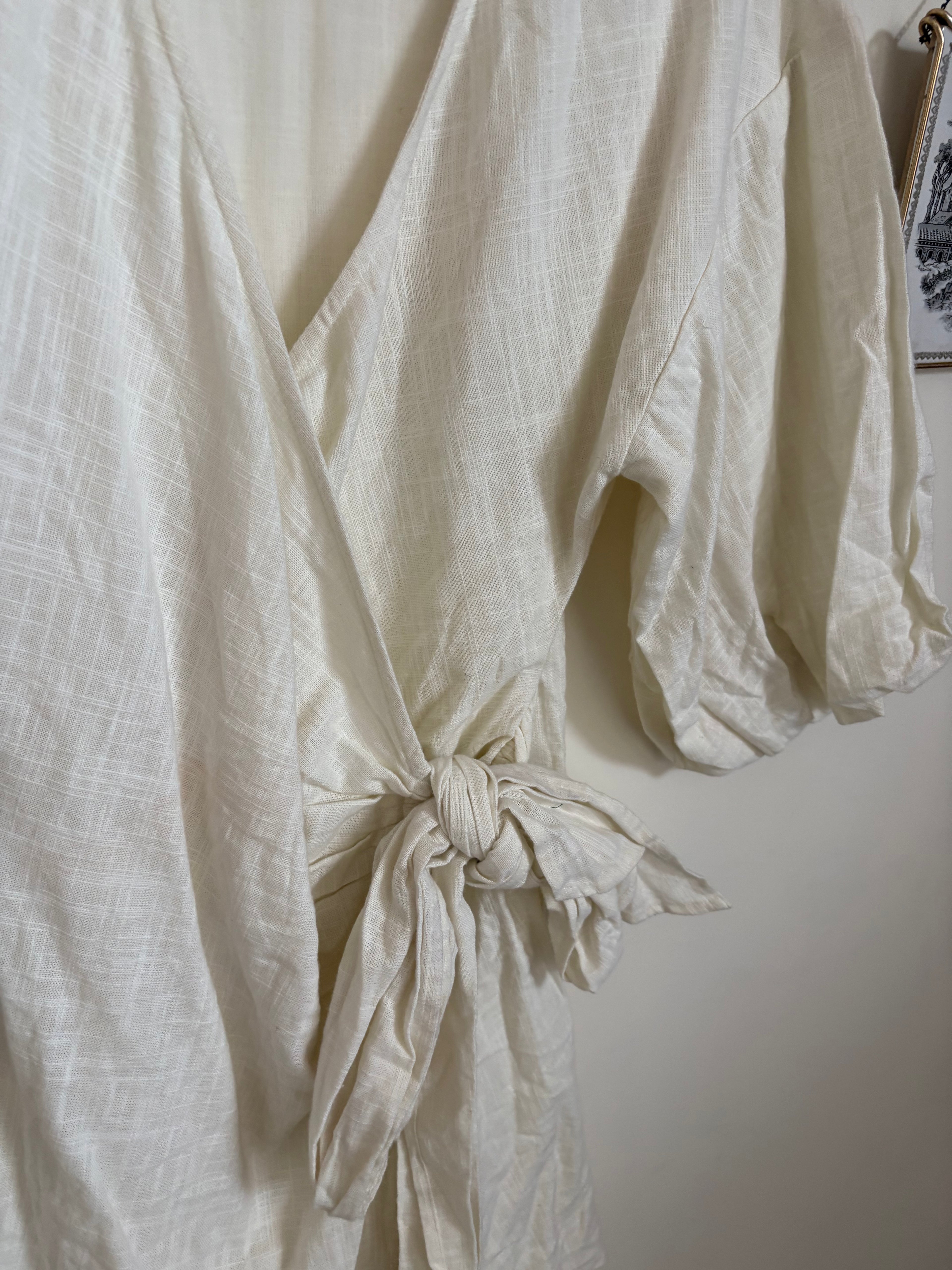 MUSE LINEN WRAP DRESS M