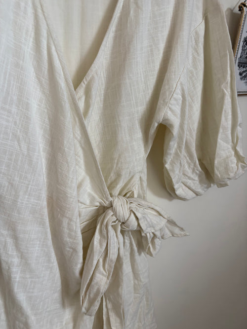 MUSE LINEN WRAP DRESS M
