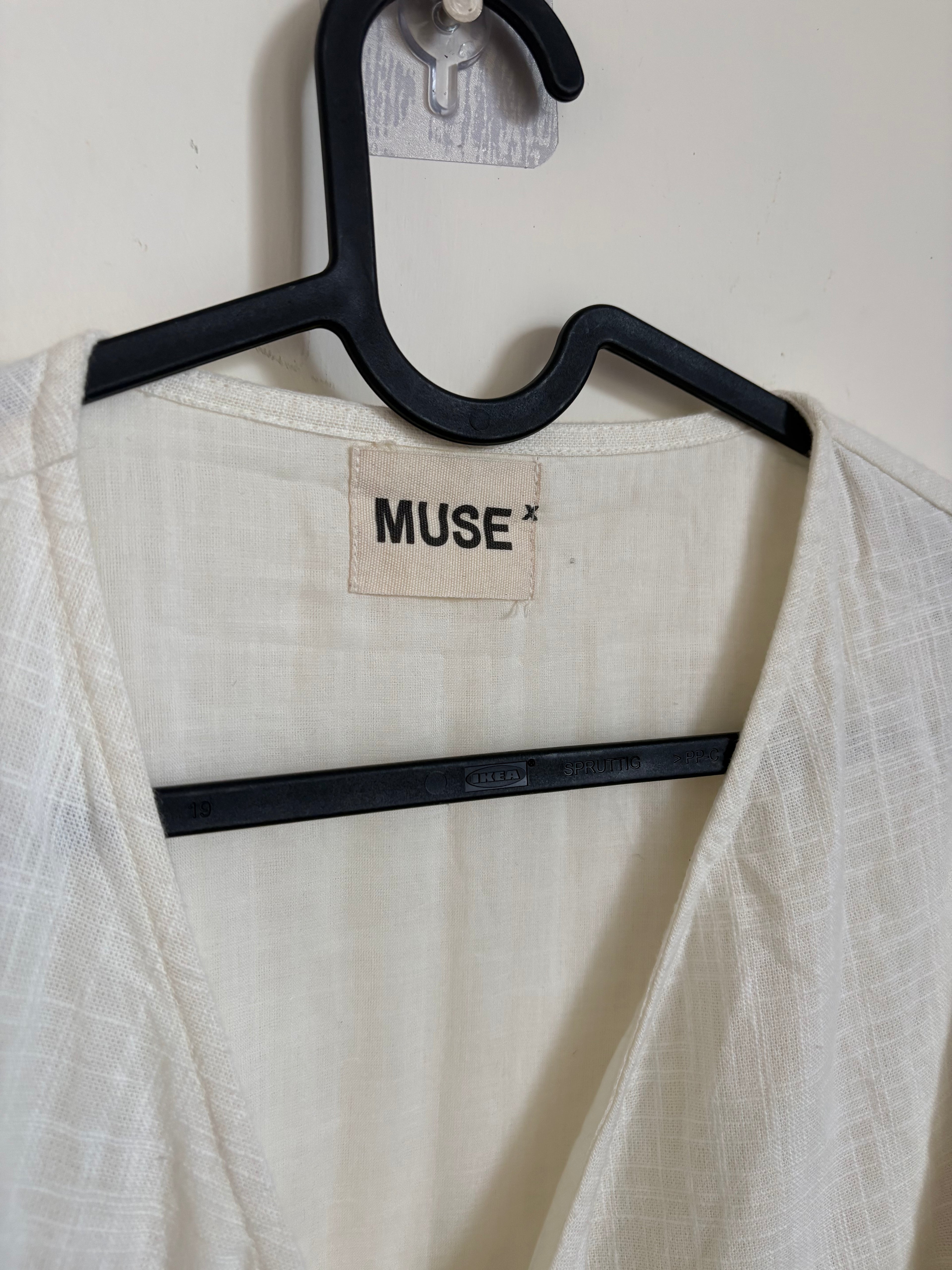 MUSE LINEN WRAP DRESS M