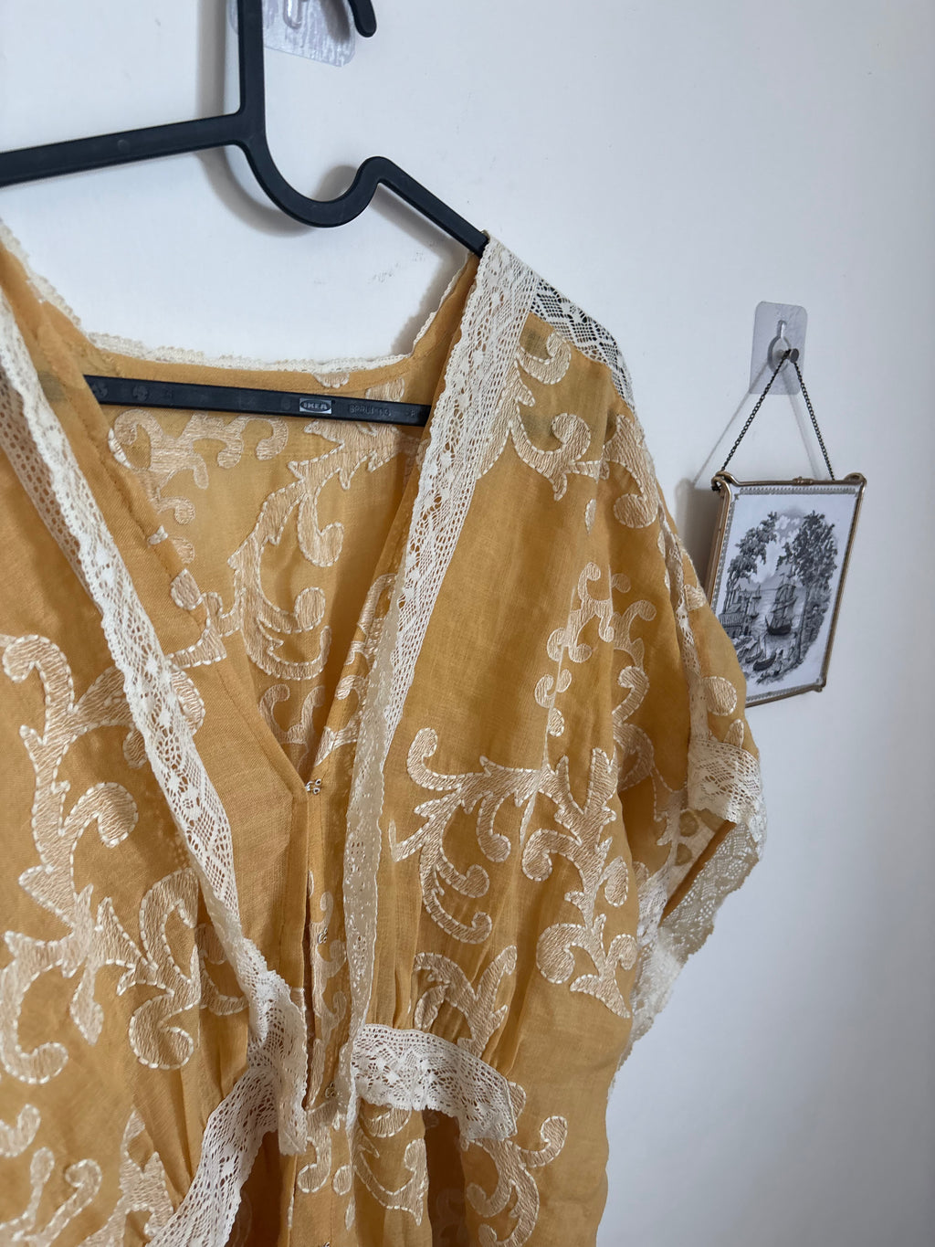 YELLOW EMBROIDERED COTTON ROBE FREE SIZED